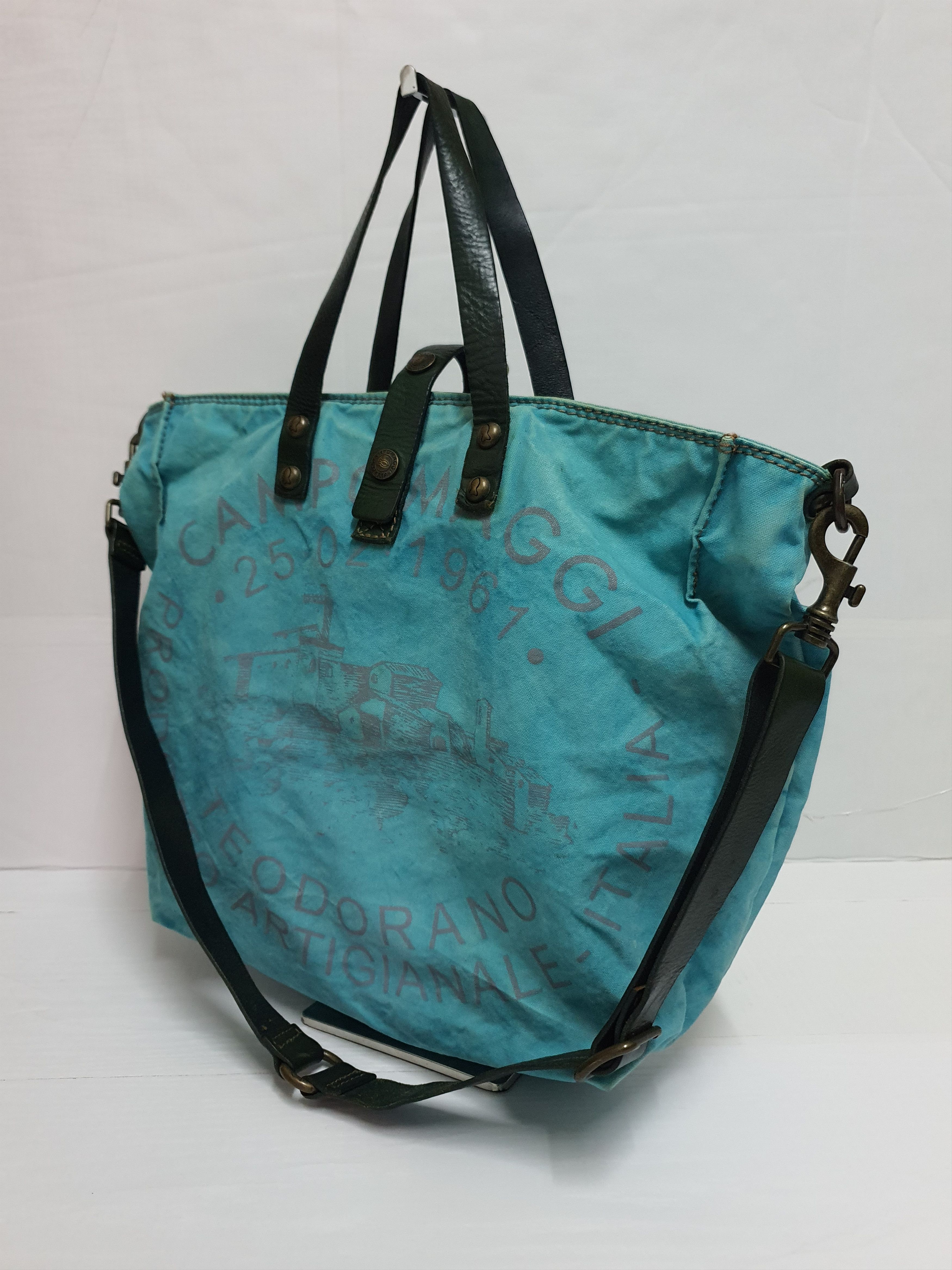 Other CAMPOMAGGI Ocean Blue Canvas Leather Bag ITALY Size ONE SIZE - 4 Thumbnail