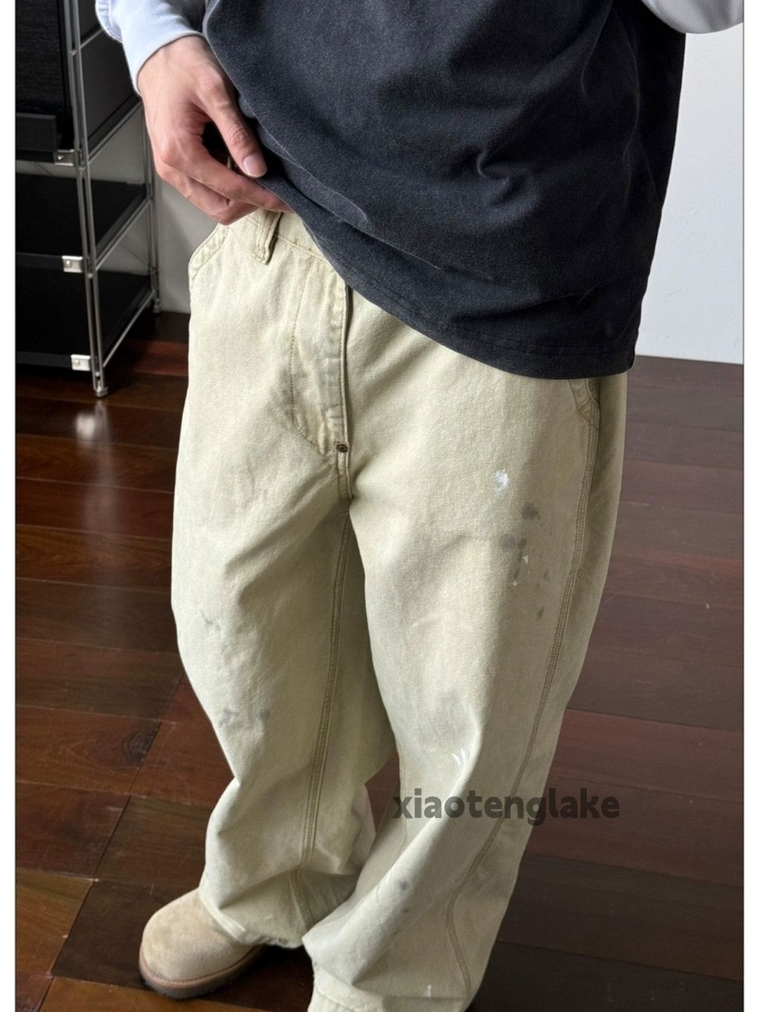 Designer × Vintage washed faded skate hiphop paint loose baggy pants Size US 32 / EU 48 - 3 Thumbnail