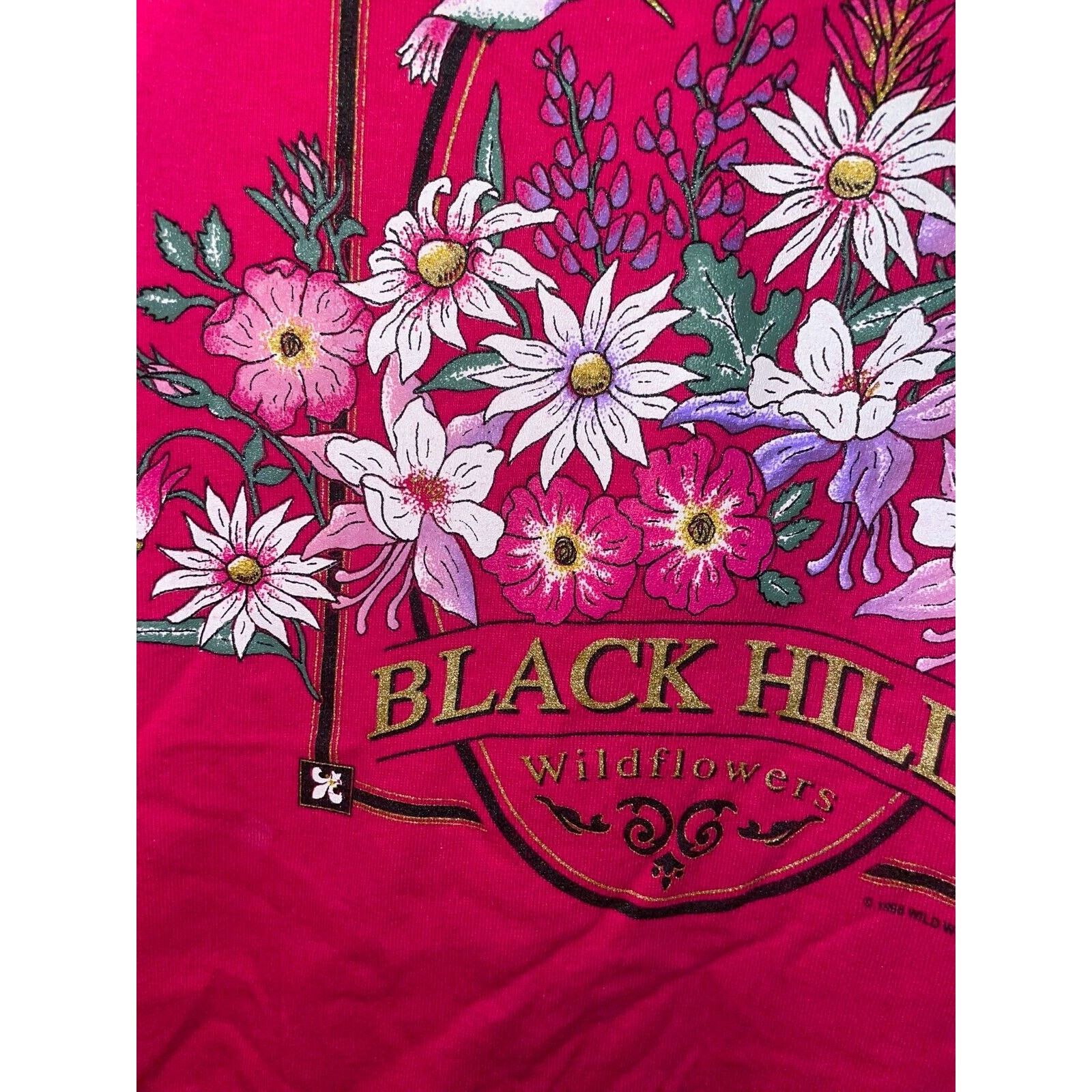 Jerzees Vintage Black Hills Shirt Wildflowers Flowers Pink Tee 90s L Size US L / EU 52-54 / 3 - 2 Thumbnail