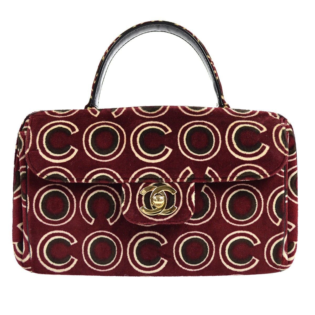 Chanel Chanel CC Top Handle Bag Coco Print Velvet Size ONE SIZE - 1 Thumbnail