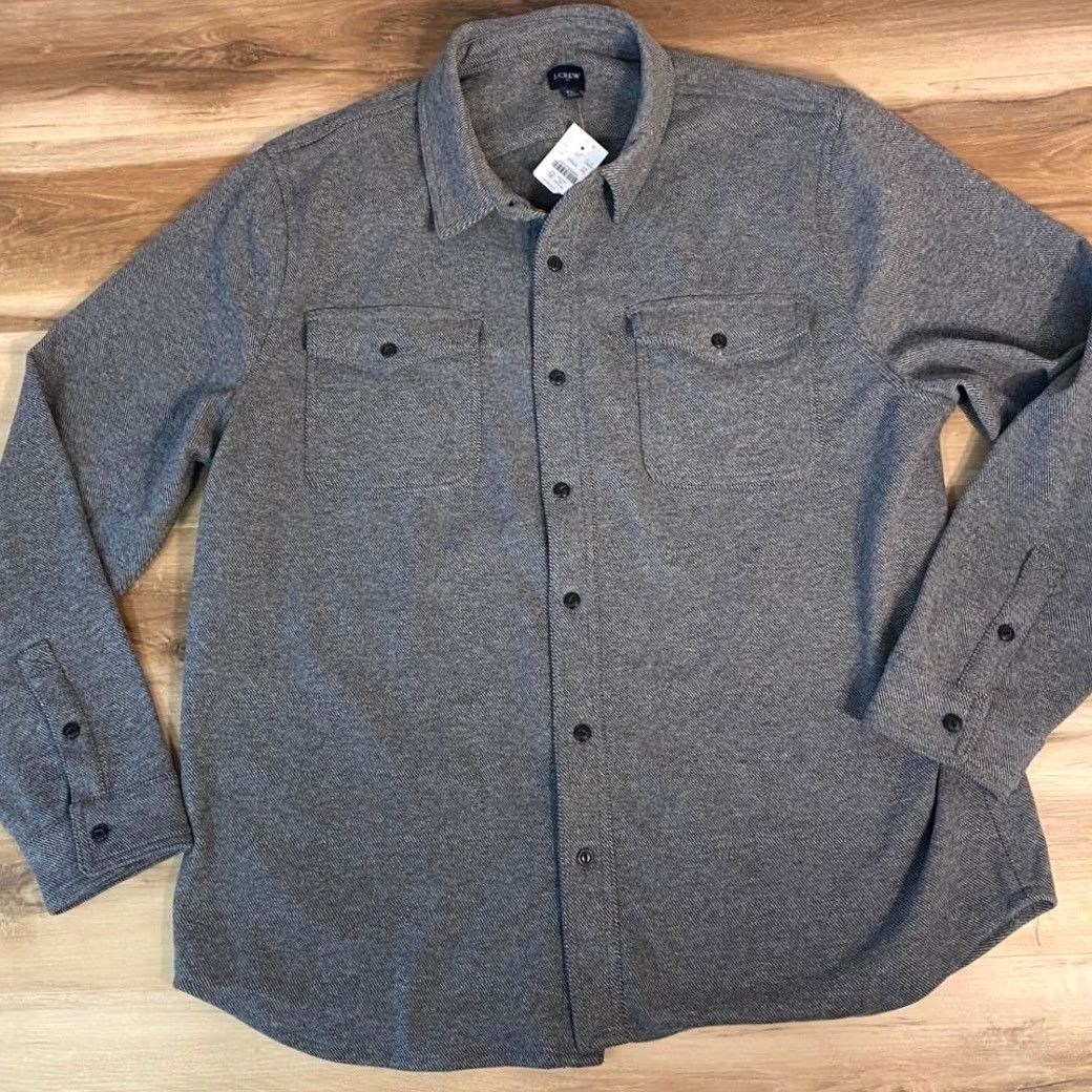 J.Crew VINTAGE J.Crew Mens Workshirt Long Sleeve XXL Gray Herringbone Button-Down Shirt Size US XXL / EU 58 / 5 - 2 Thumbnail