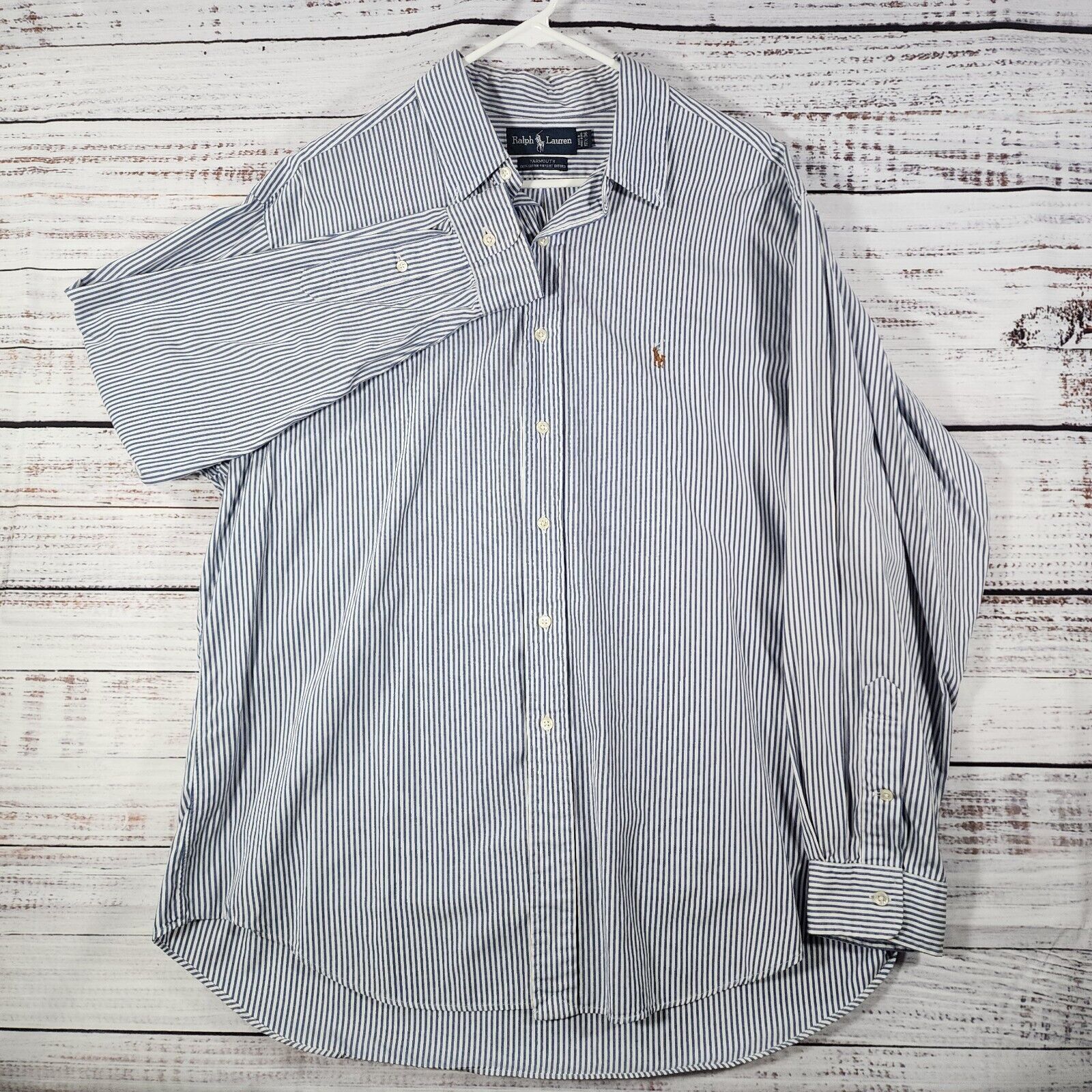 Ralph Lauren Ralph Lauren 17.5 36 Yarmouth Pinpoint Oxford Shirt Blu Wht Grailed