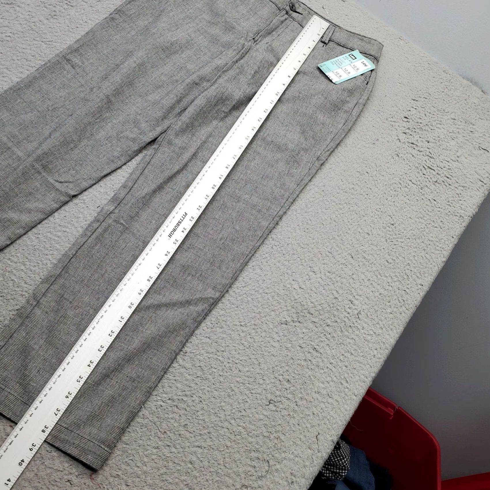 Lee Lee Pants Womens 12S Gray Glen Plaid Stretch Relaxed Fit Straight Pants Size 34" / US 12 / IT 48 - 6 Thumbnail