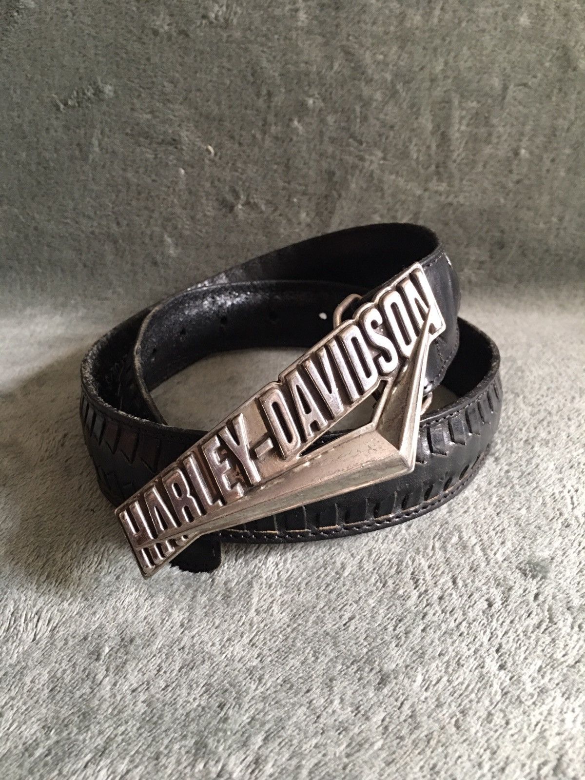 Harley Davidson × Vintage Harley Davidson Vintage Leather Belt USA Size S/30/32 Size 32 - 1 Thumbnail