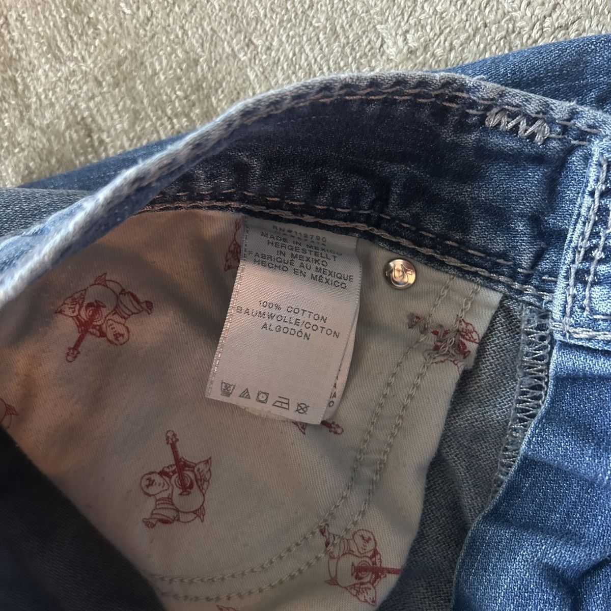 True Religion True Religion Straight Distressed Denim Jeans Size US 33 - 8 Thumbnail