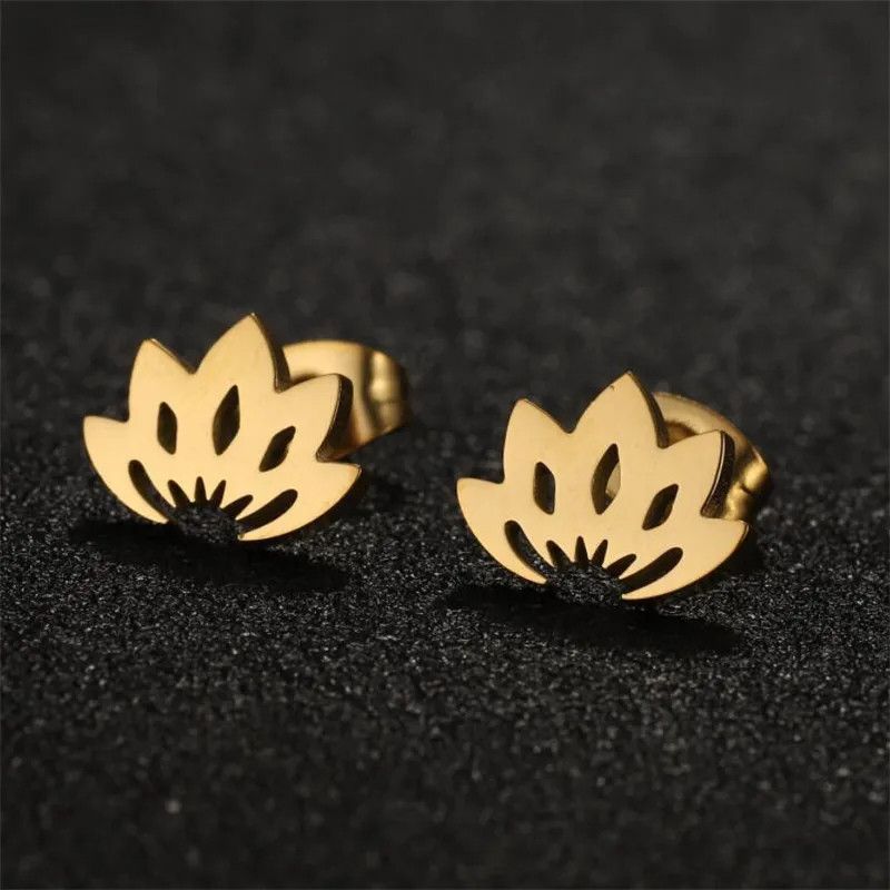 Jewelry Lotus Flower Earrings Charm Earring Gift Size ONE SIZE - 1 Thumbnail