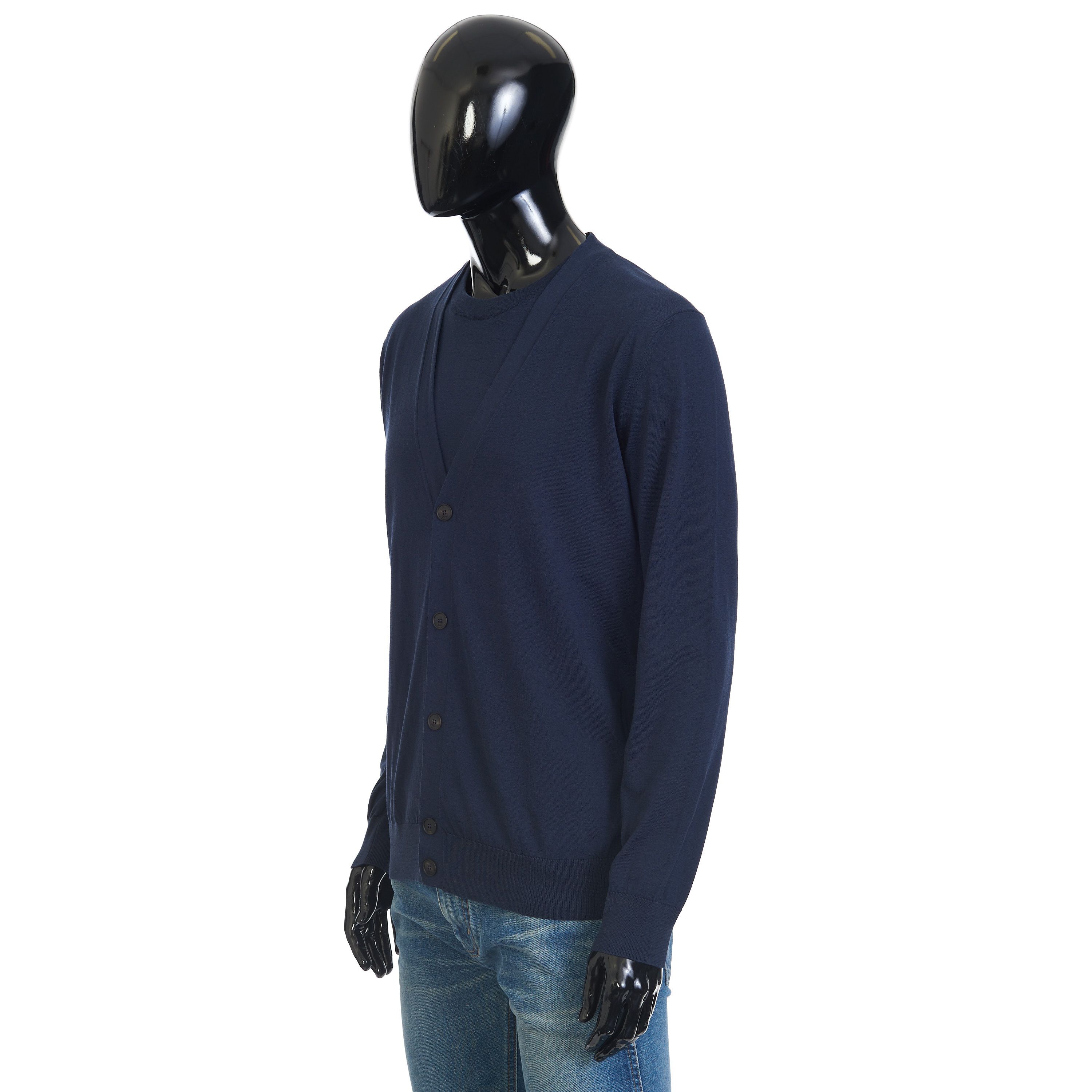 Brioni Navy Blue Double Layered Cardigan - Cotton Knit Size US M / EU 48-50 / 2 - 2 Thumbnail