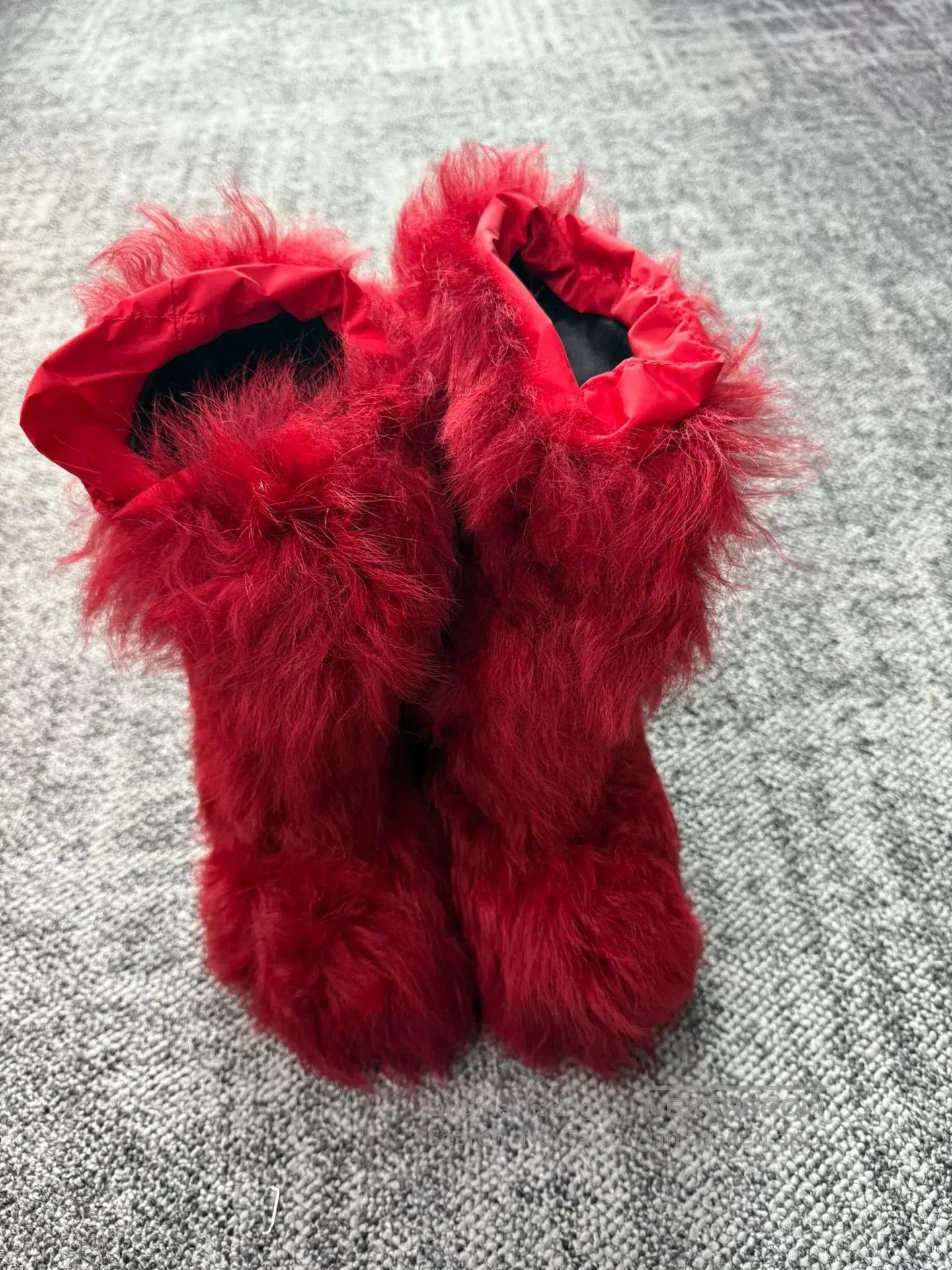 Moncler Red Fur Boots Size 36.