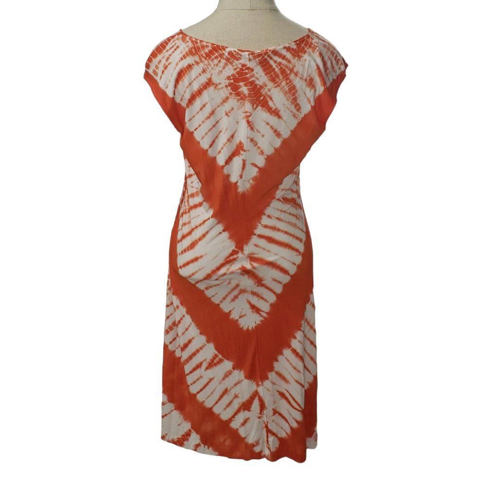 Calvin Klein CT523a Calvin Klein Orange & White Tie Dye Midi Dress 8 Size M / US 6-8 / IT 42-44 - 2 Thumbnail
