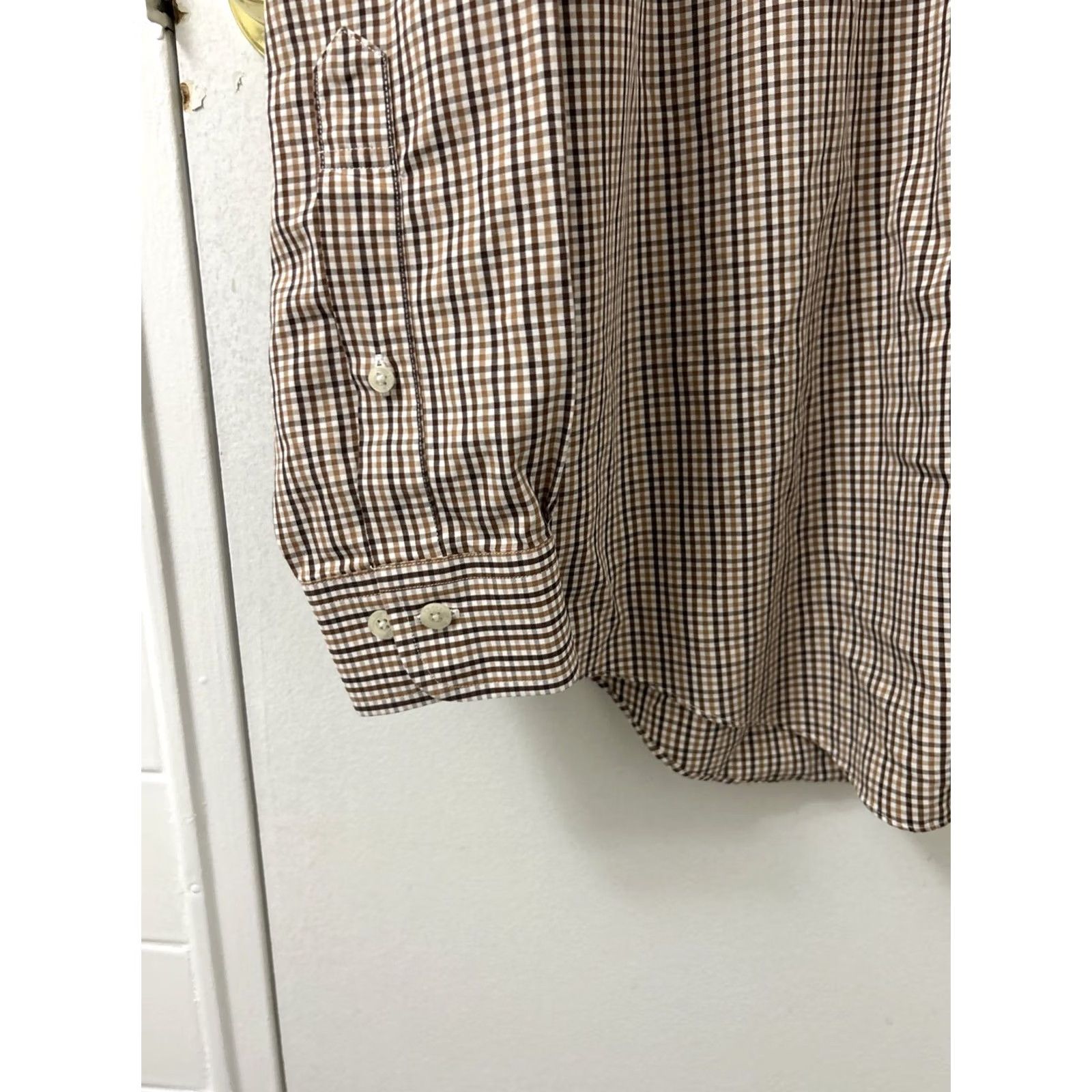 Brooks Brothers Brooks Brothers Original Polo Shirt Mens Medium Brown Plaid Regular Fit Non Iron Shirt Size US M / EU 48-50 / 2 - 7 Thumbnail