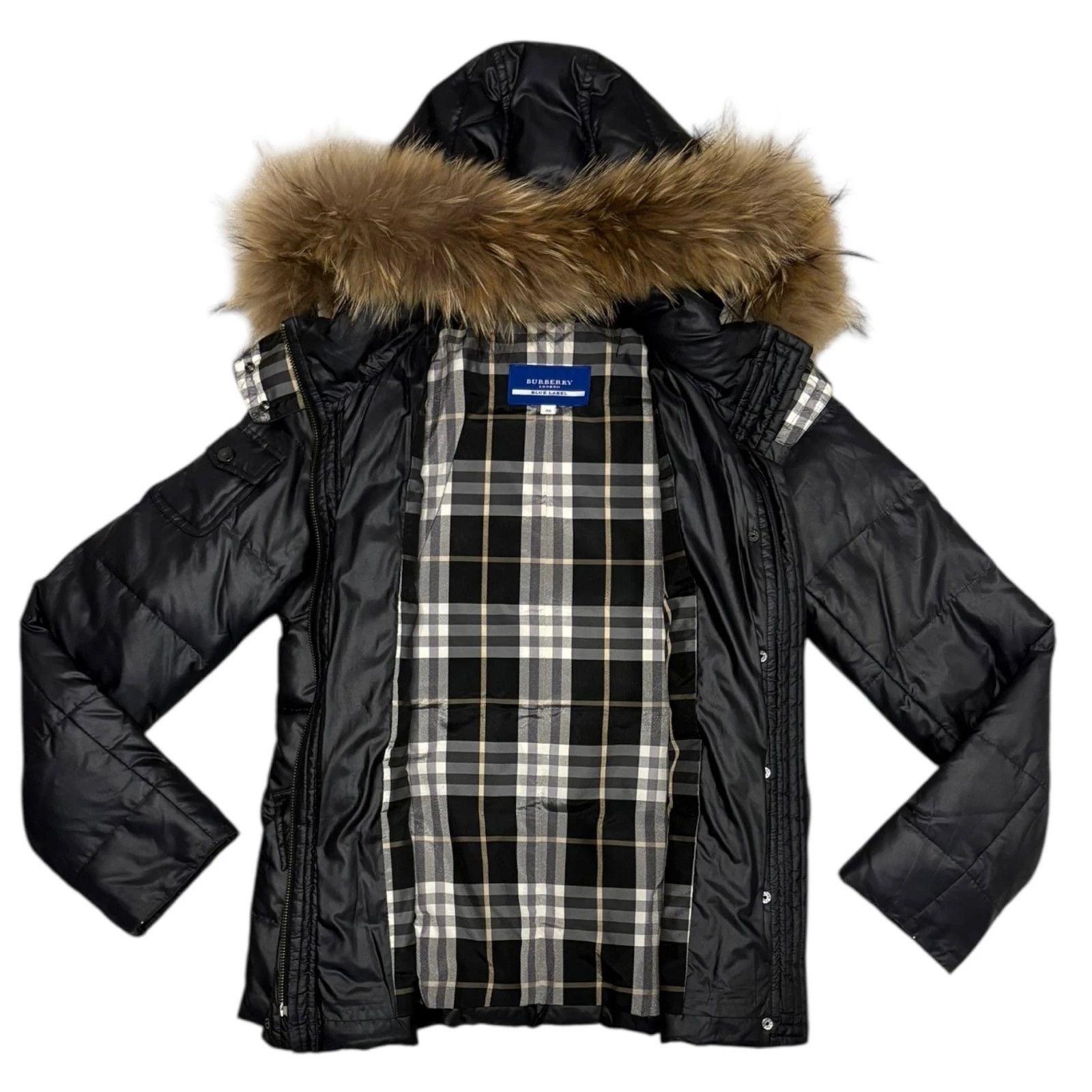 Burberry Burberry Blue Label black fur hood puffer down jacket Size US XS / EU 42 / 0 - 2 Thumbnail