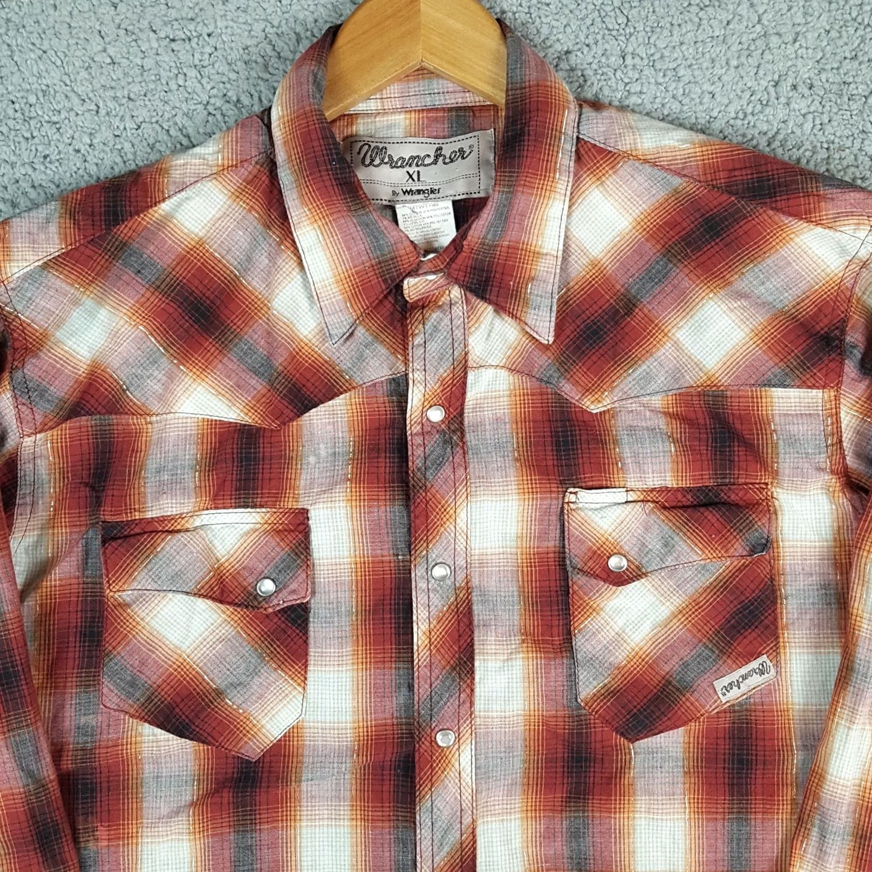 Wrangler VINTAGE Wrangler Shadow Plaid Western Peal Snap Men's XL Button Up Shirt Size US XL / EU 56 / 4 - 2 Thumbnail