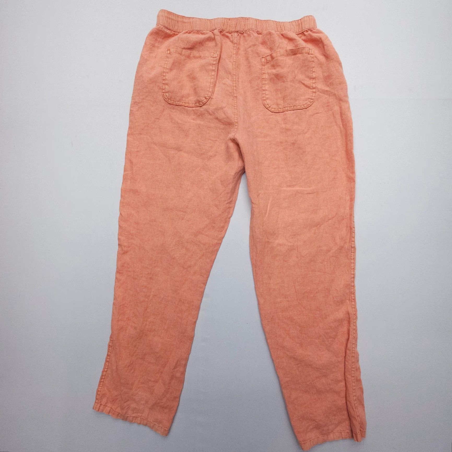 Nicole Miller Nicole Miller Pants Womens L Orange Linen 100% Pull On Bohemian Coastal Relaxed Tapered Casual 90s? Size 36" / US 14 / IT 50 - 2 Thumbnail