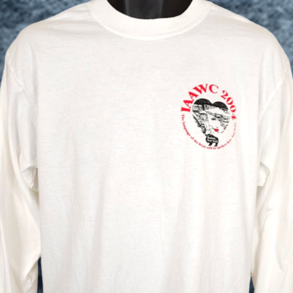Gildan VINTAGE Gildan T Shirt Mens Size Large White Y2K 2004 IAAWC Alcoholics Anonymous The Language Of The Heart Will Be Spoken Here Womens Girls Mens Size L / US 10 / IT 46 - 1 Thumbnail