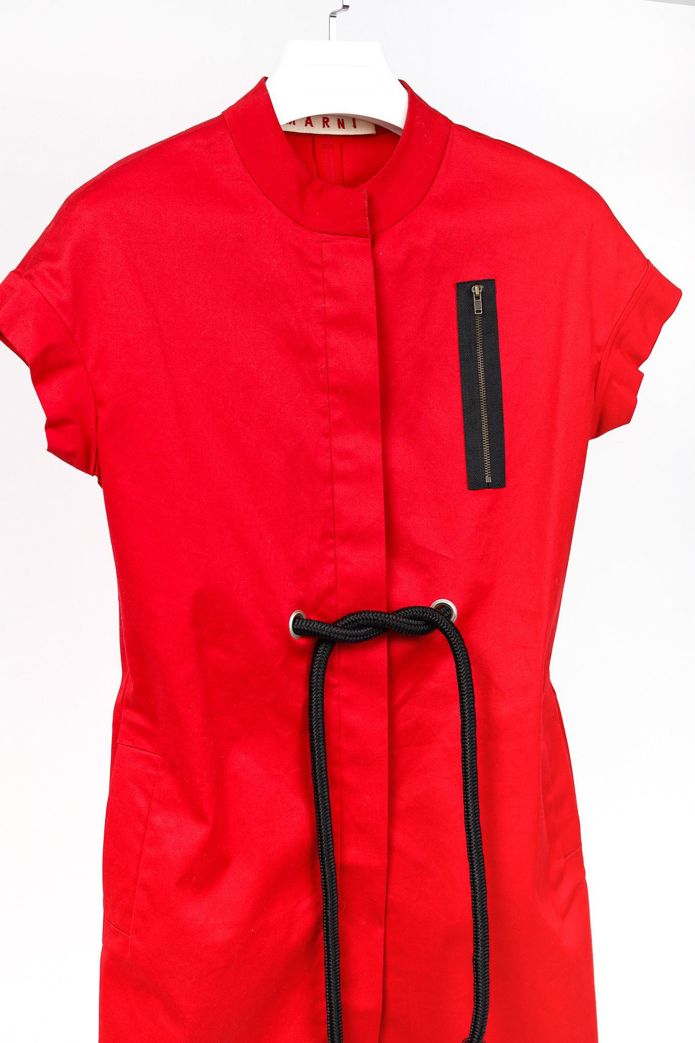 Marni Marni SS/07 Runway Red Stretch-Cotton Waist-Tie Dress Size S / US 4 / IT 40 - 3 Thumbnail
