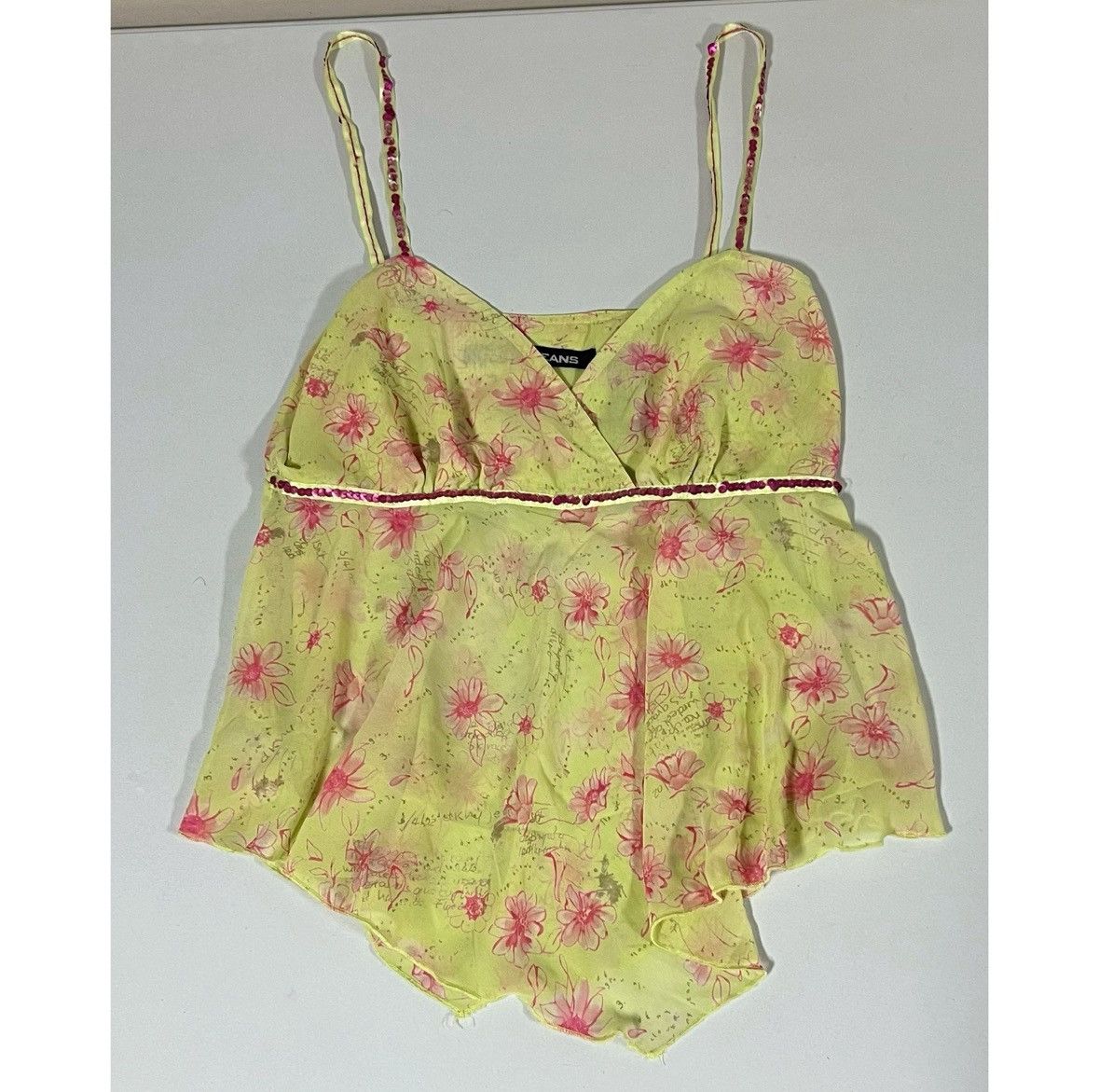 DKNY DKNY Floral Sequin Fairy Y2K Babydoll Top Shirt Size 5 🧚🏼‍♀️✨ Size S / US 4 / IT 40 - 2 Thumbnail