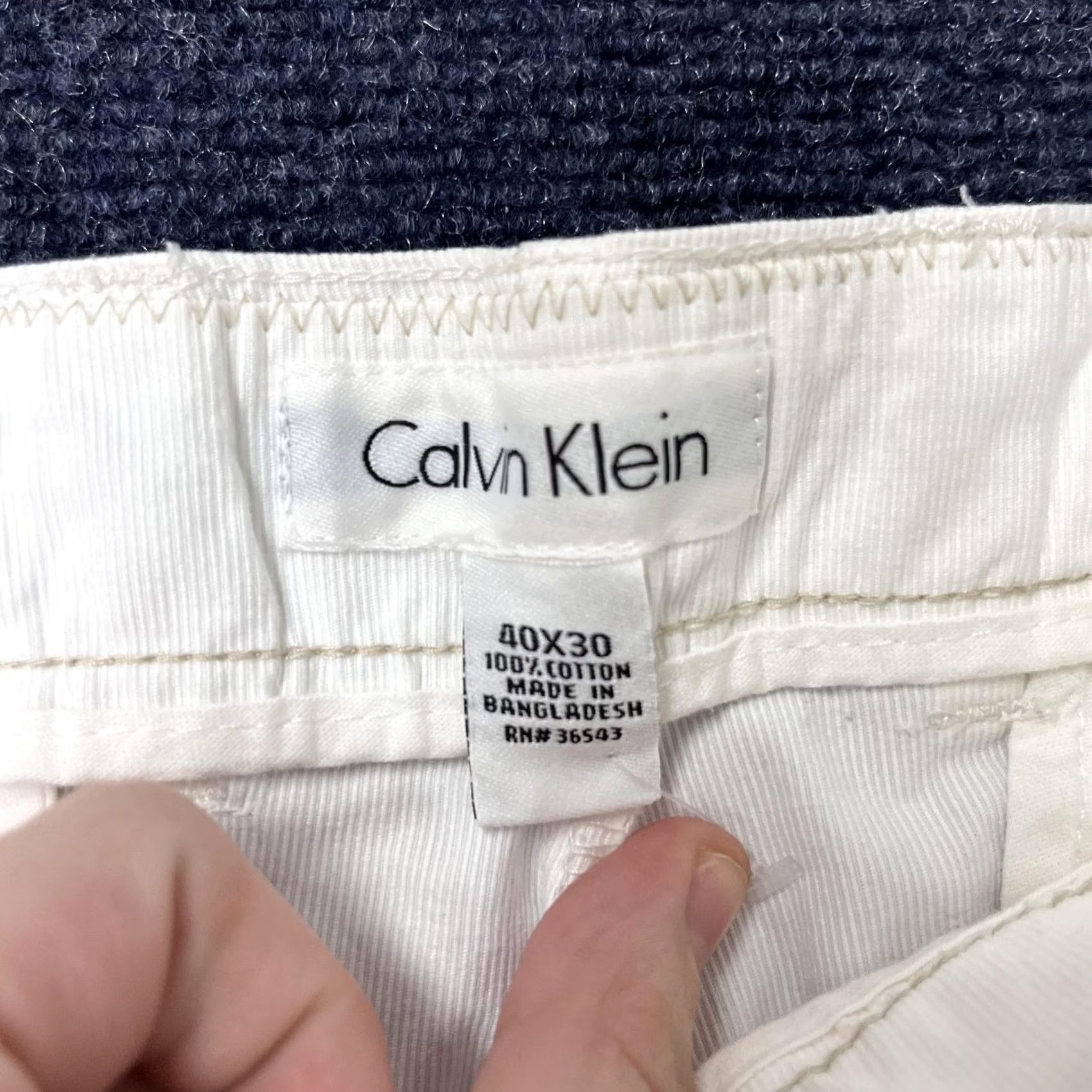 Calvin Klein Calvin Klein Pants Mens 40x30 White Chino Flat Front Straight Leg Cotton Casual Clothing Size US 40 / EU 56 - 3 Thumbnail