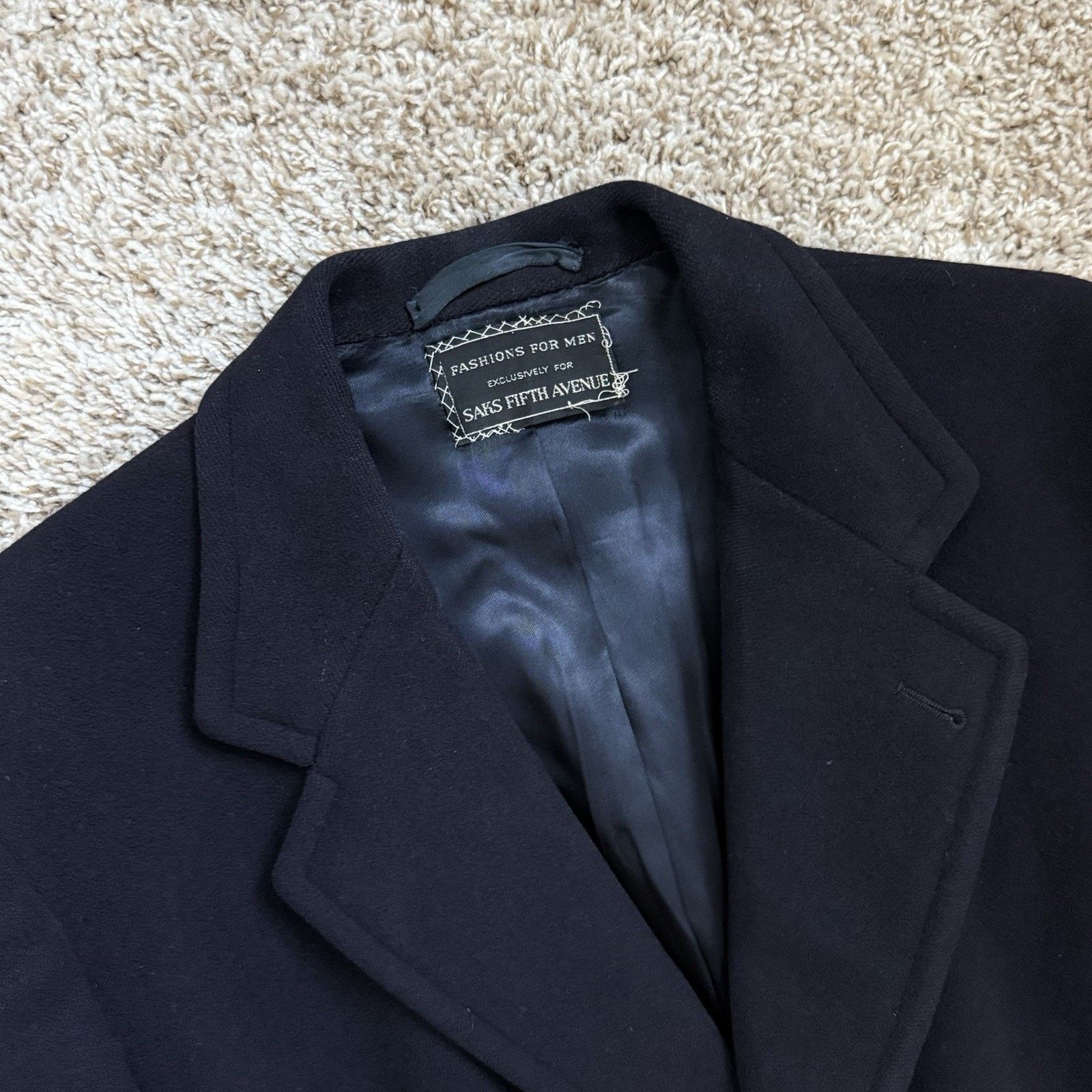 Saks Fifth Avenue × Vintage Vintage Saks Fifth Avenue 100% Pure Wool Black Trench Coat Size US L / EU 52-54 / 3 - 4 Thumbnail