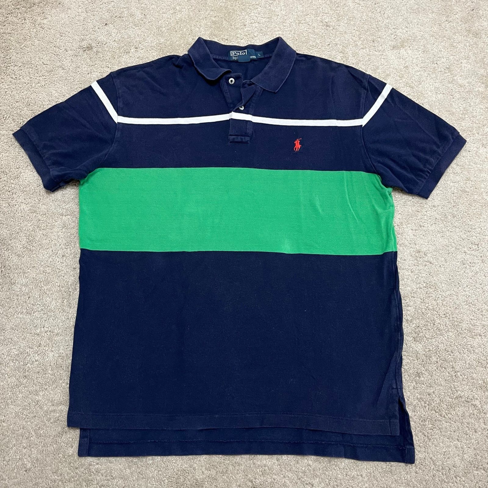 Polo Ralph Lauren Polo Ralph Lauren Striped Navy Green Polo Shirt Large Size US L / EU 52-54 / 3 - 1 Thumbnail
