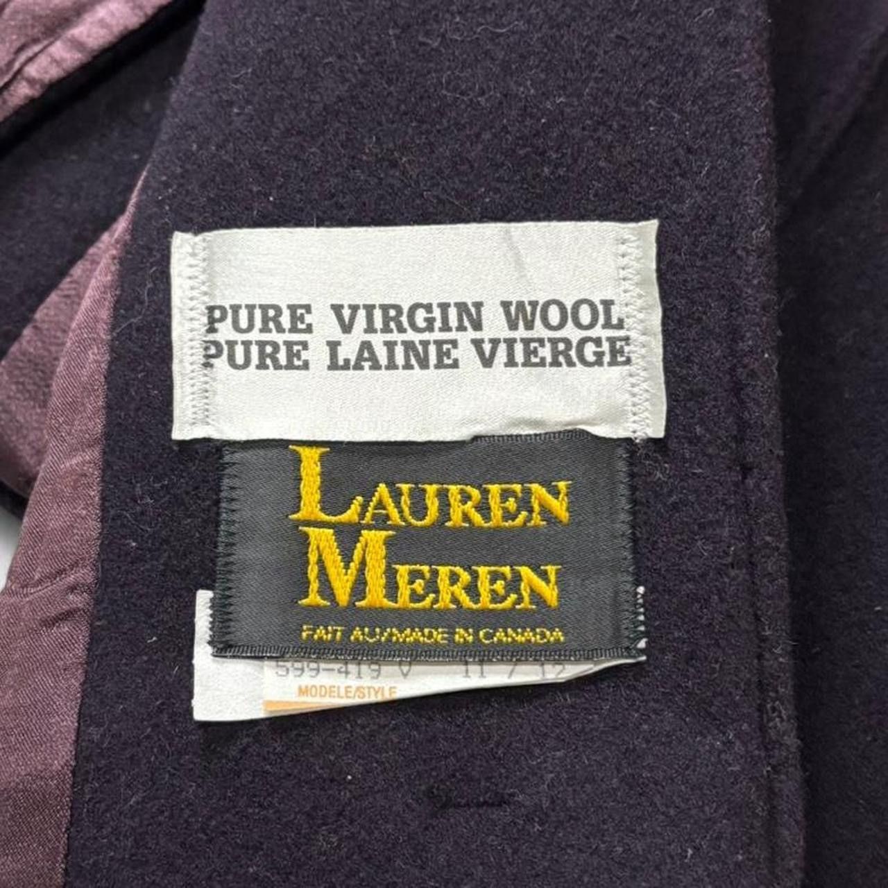 Vintage Vintage Deep Purple 100% Pure Virgin Wool Long Coat Jacket Size US XS / EU 42 / 0 - 3 Thumbnail