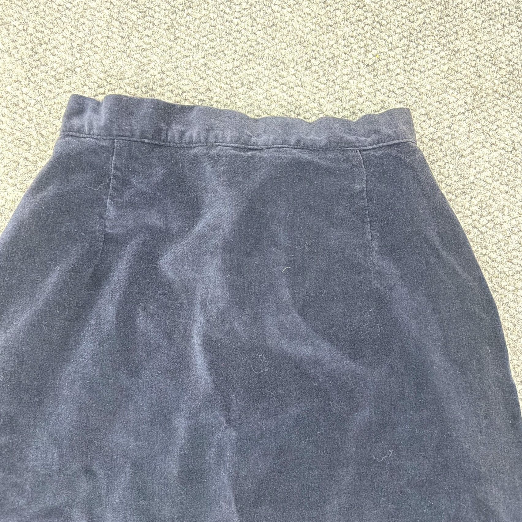 Velvet VINTAGE Albee Skirt Womens Blue Velvet Midi Side Slit 100% Cotton High Waist 10 Size 32" / US 10 / IT 46 - 3 Thumbnail