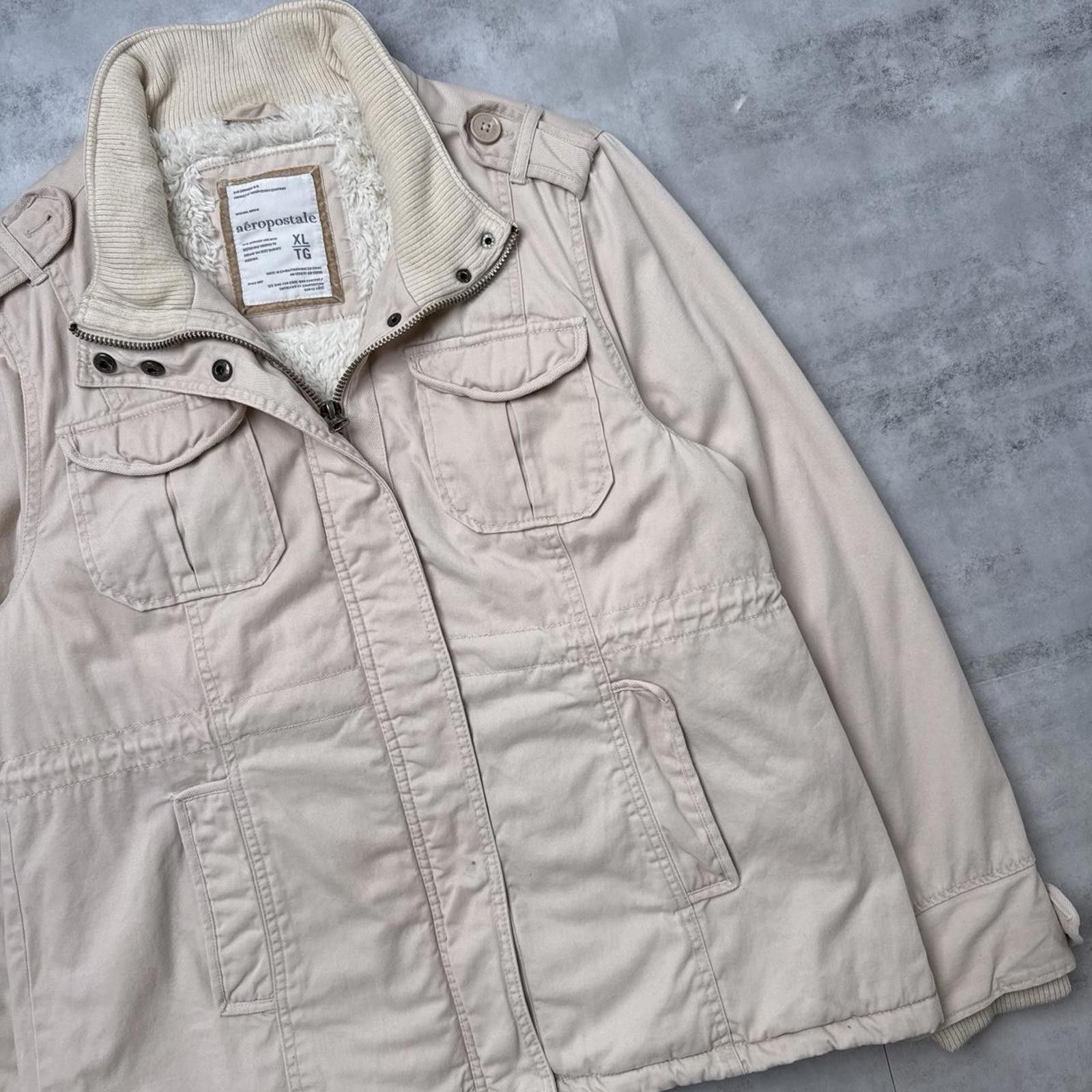 Aeropostale Y2K Aeropostale Beige 00s Lined Zip Up Utility Jacket Size US XL / EU 56 / 4 - 3 Thumbnail