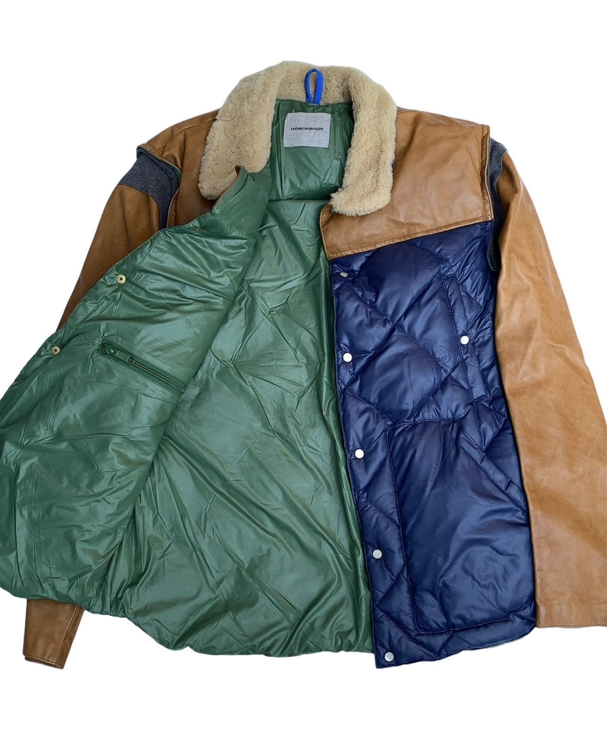 Undercover Undercover Quilted Down Jacket Leather Sleeves Shearling Size US XL / EU 56 / 4 - 3 Thumbnail