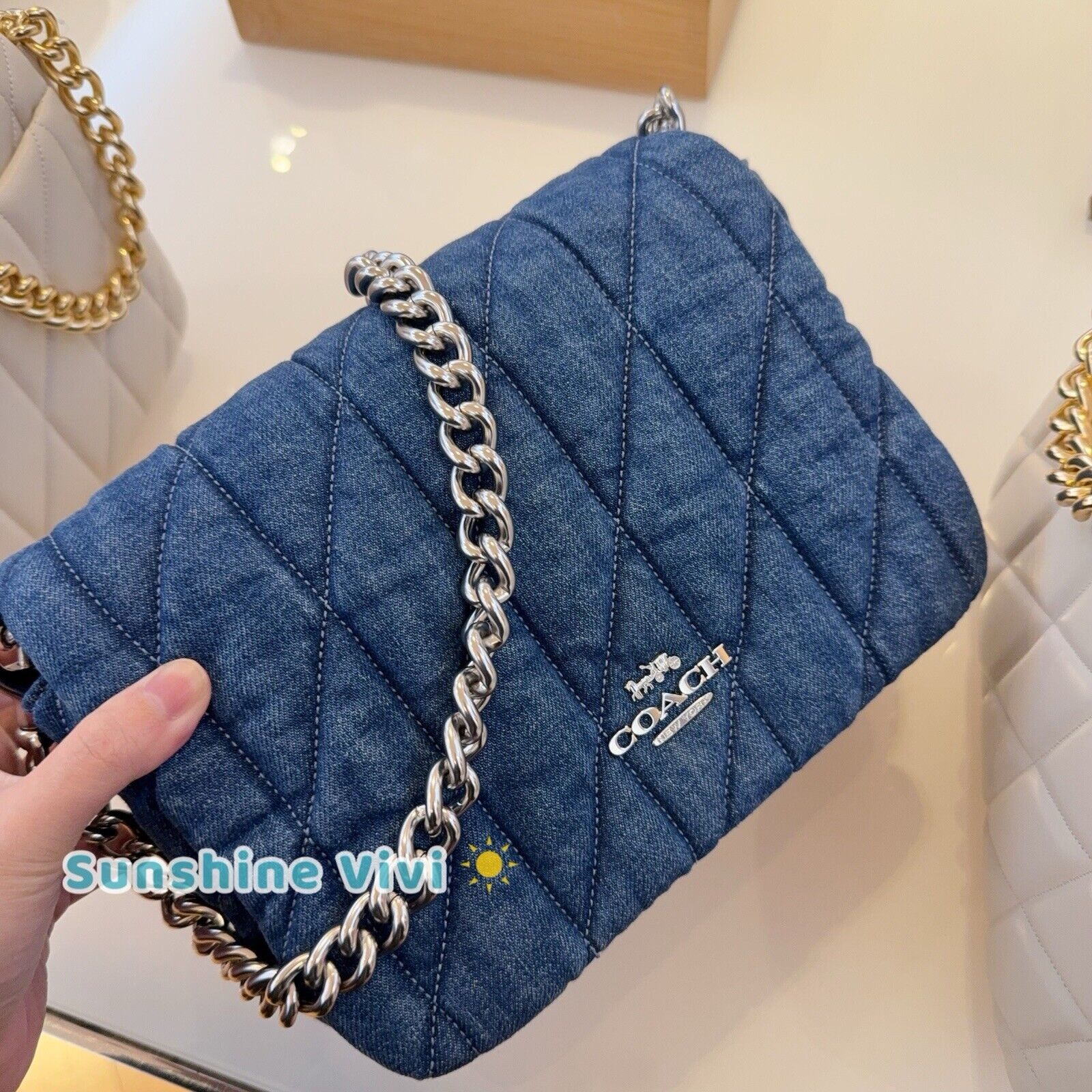 Coach NWT Coach Quinn Bag With Quilting CAK40 Silver /Indigo Size ONE SIZE - 2 Thumbnail