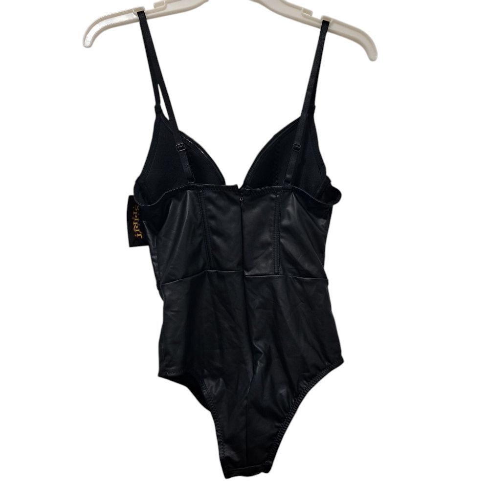 Other Spirit Bodysuit Pleather Sexy Sheer Lace Cup Small Black NWT Size S / US 4 / IT 40 - 4 Thumbnail