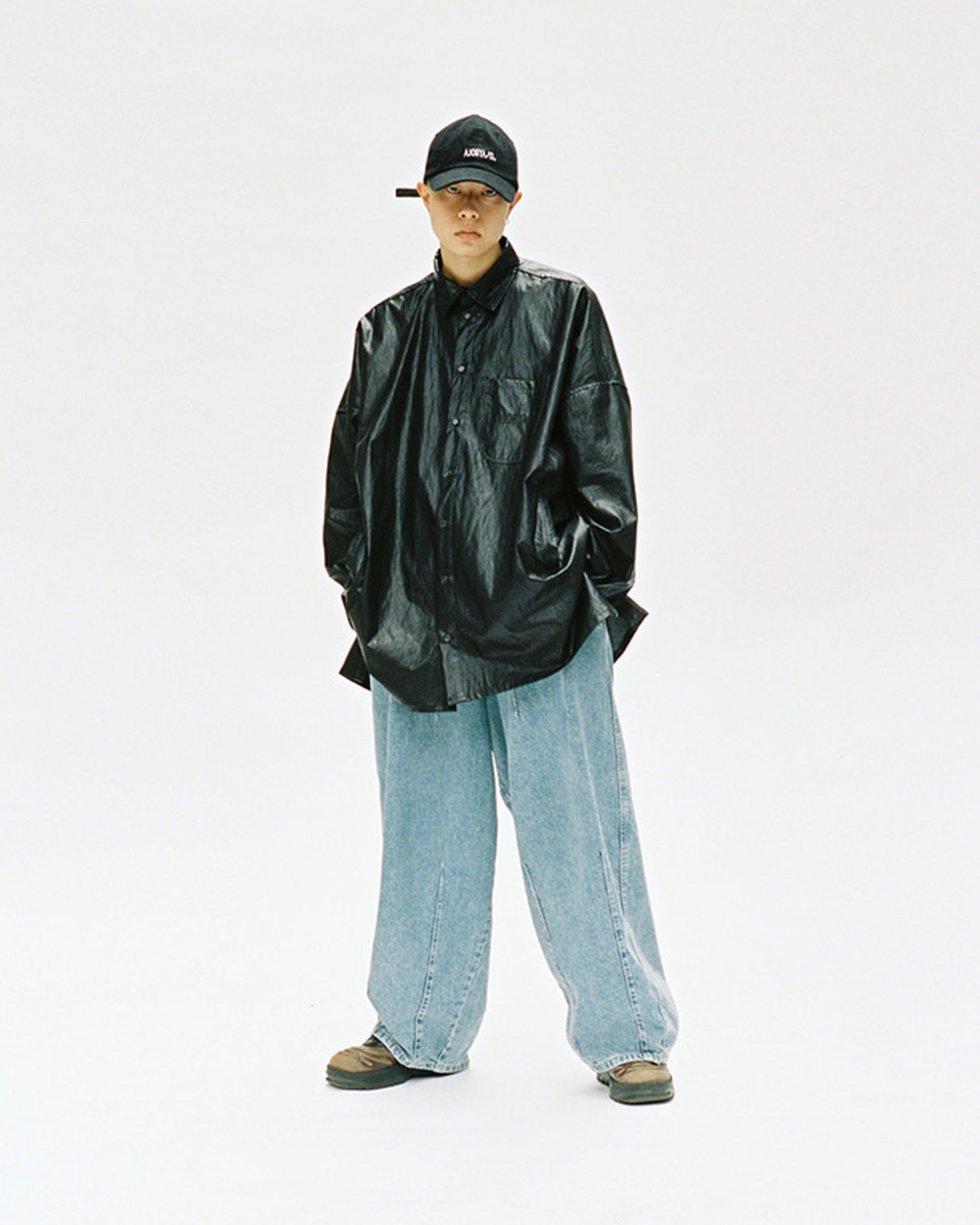 AJOBYAJO Vegan Leather Oversized Blazer