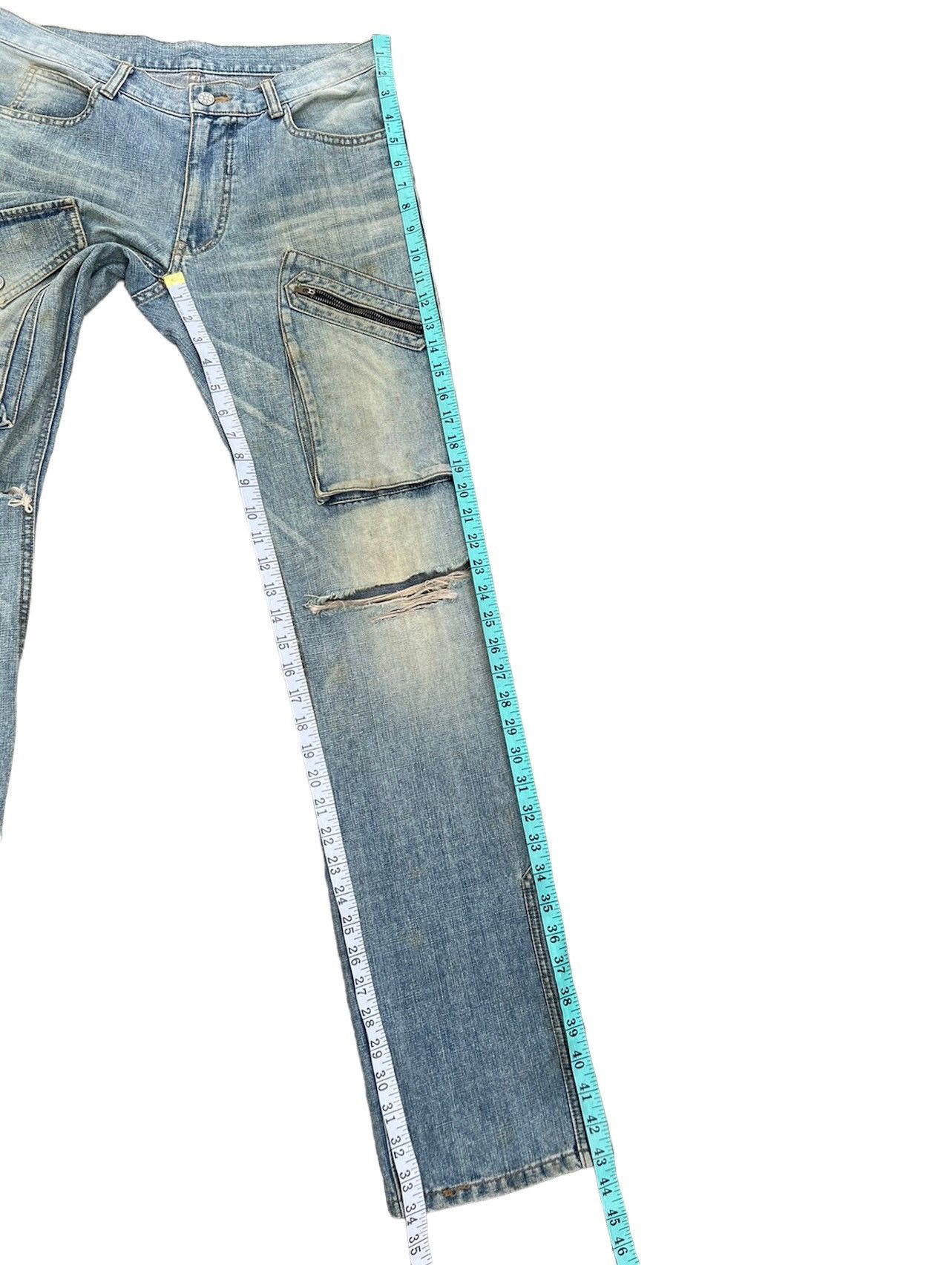 Vintage Vintage Ozone Rocks Japan Ripped Cargo Denim Trashed Jeans Size US 31 - 5 Thumbnail