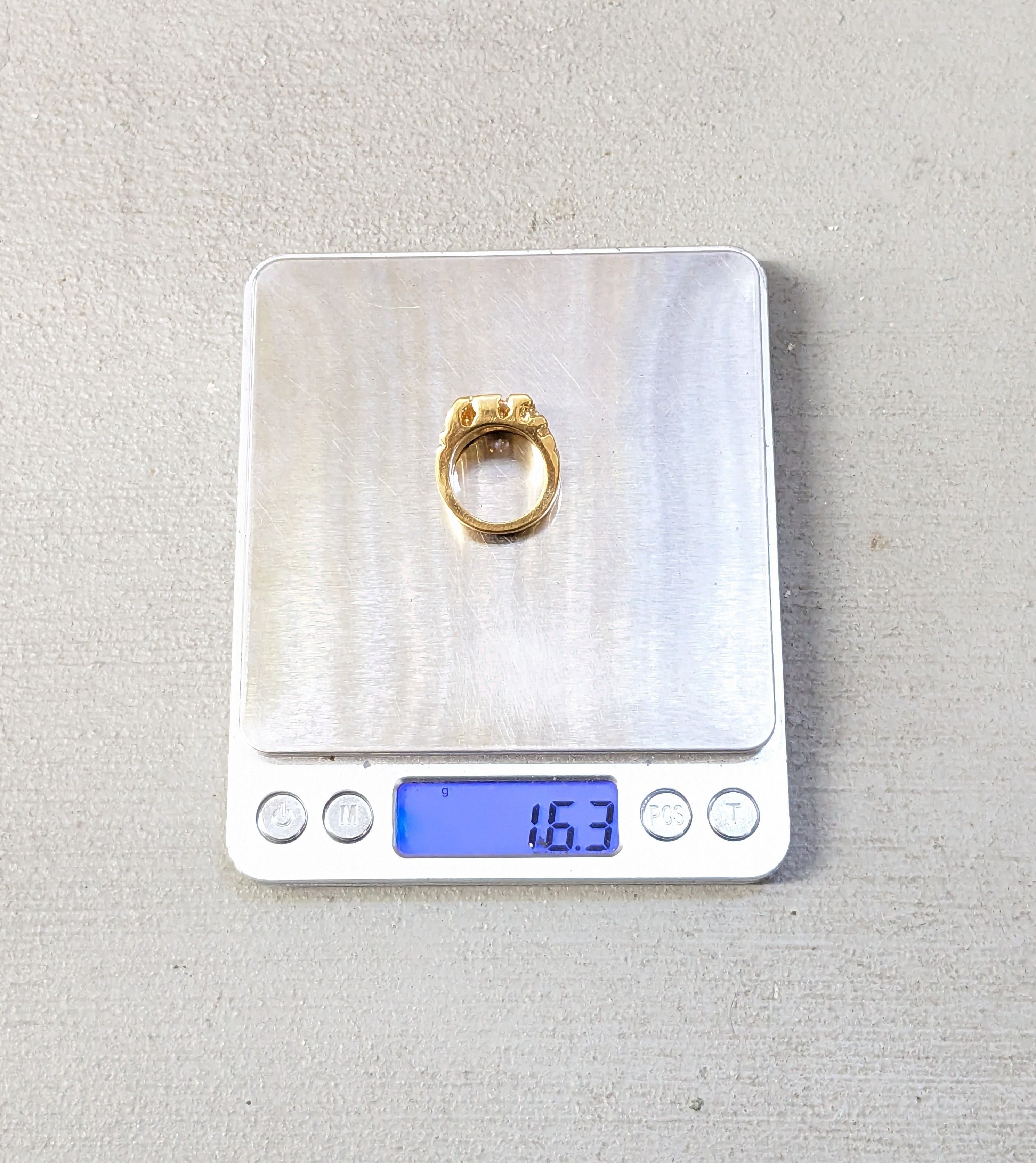 Jewelry Gold Plated Ring Nugget CZ Size 7 Brutalist Modern Square Size ONE SIZE - 14 Thumbnail