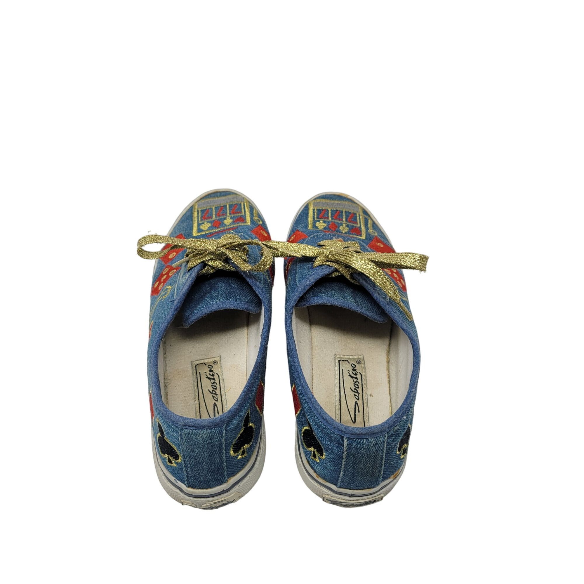 Vintage Vintage Novelty Sneakers 7 Blue Denim Lucky Cards Gambler Size US 7 / IT 37 - 9 Thumbnail