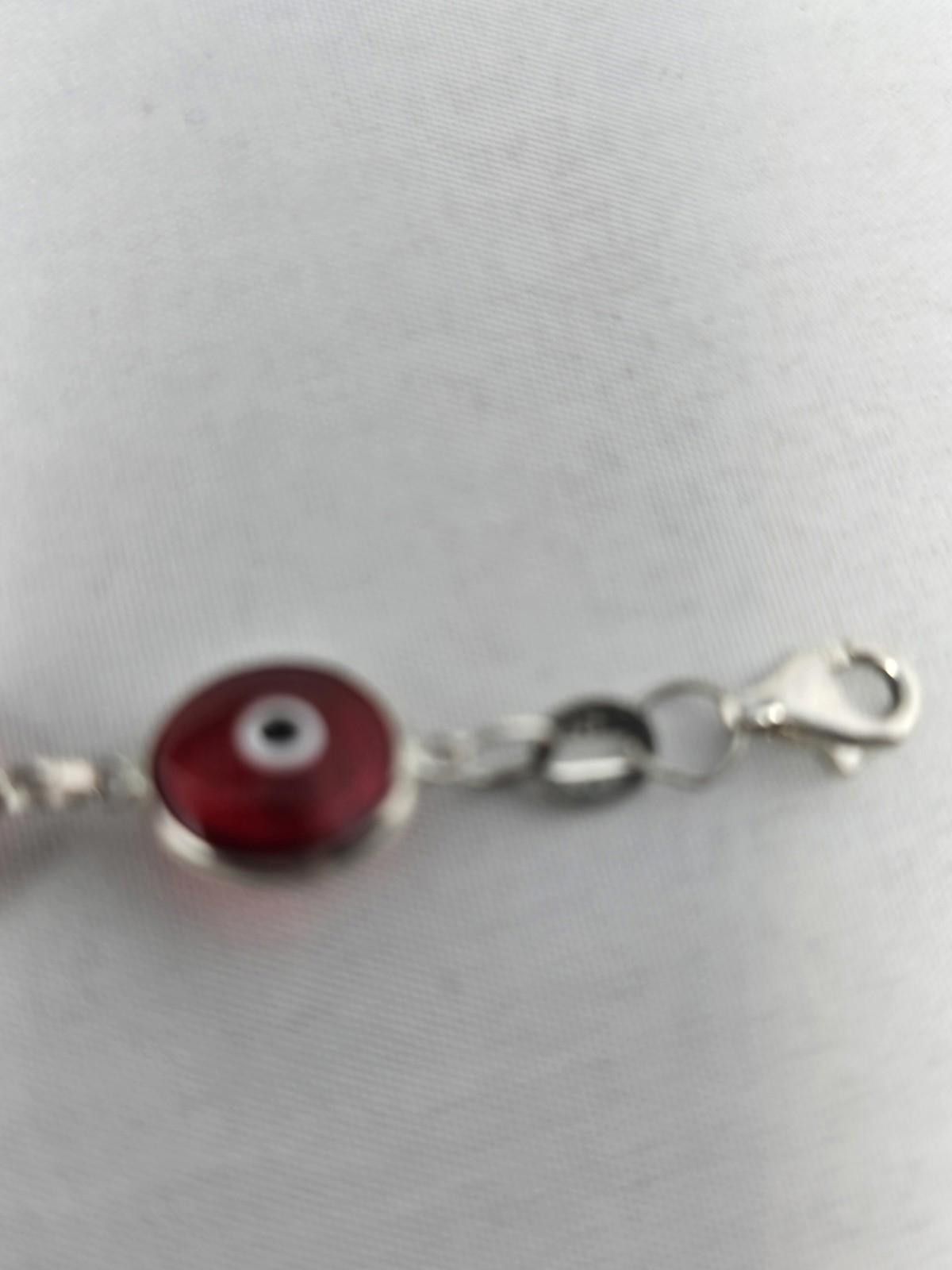 Other Sterling Silver Red Evil Eye Glass Bead Bracelet Size ONE SIZE - 5 Thumbnail