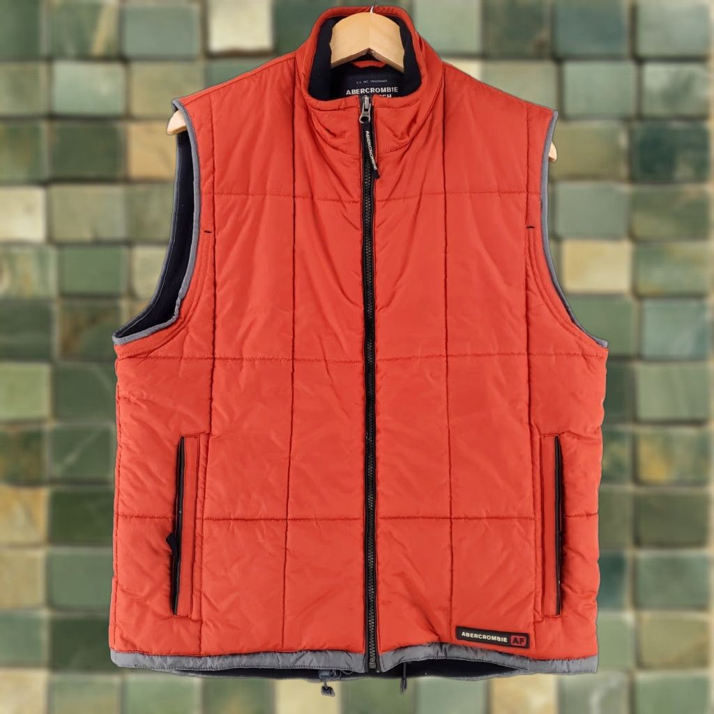 Abercrombie & Fitch Abercrombie & Fitch Full Zip Fleece Lined Vest Jacket Orange Mens M Puffer Jacket Lined Mens Size US M / EU 48-50 / 2 - 1 Thumbnail
