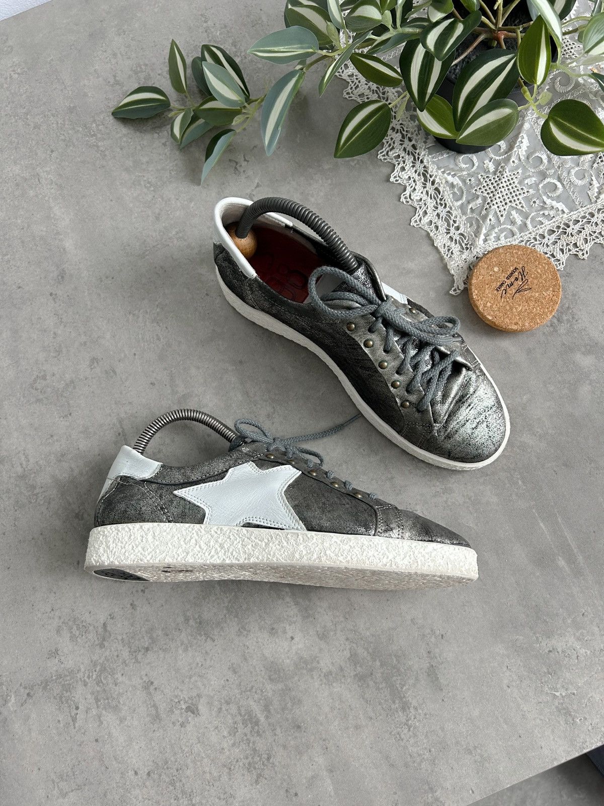 A.S.98 × Vintage A.S. 98 low top silver leather sneakers Y2K Size US 8 / IT 38 - 10 Thumbnail