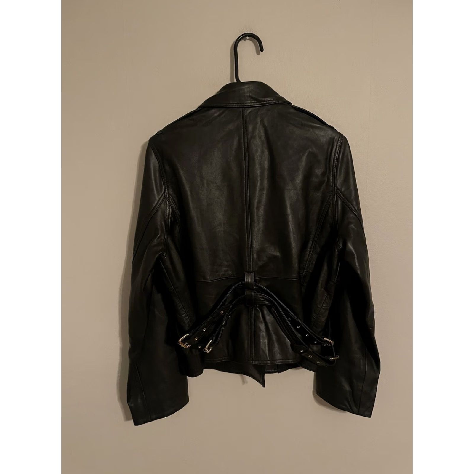 Cleobella VINTAGE Cleobella Maeve Sheep Leather Moto Biker Jacket Black Women's XL Black Leather Jacket Motorcycle Womens XL Size XL / US 12-14 / IT 48-50 - 4 Thumbnail