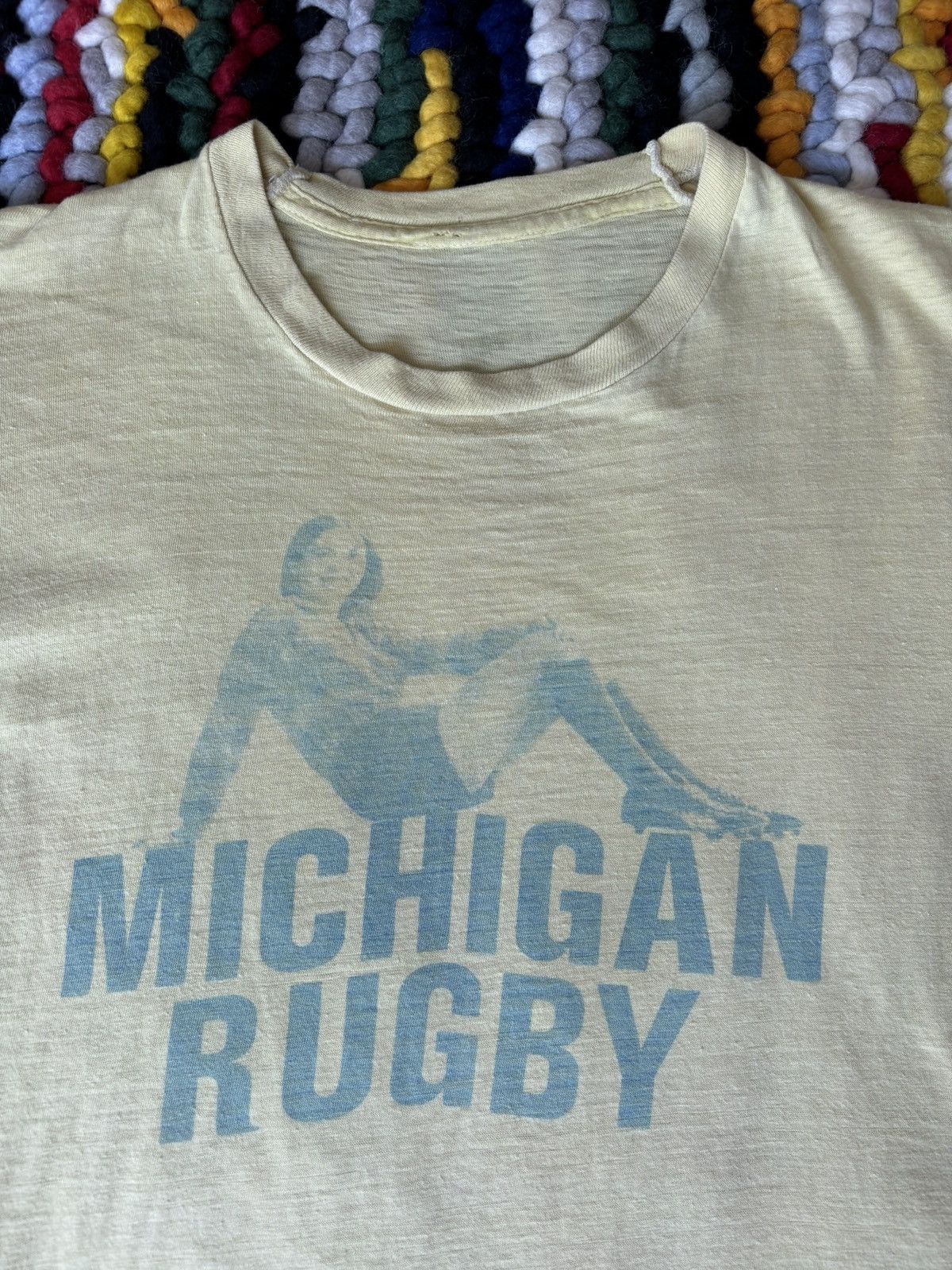 Vintage 1960s Vintage Michigan Rugby Tee Shirt Size US M / EU 48-50 / 2 - 2 Thumbnail