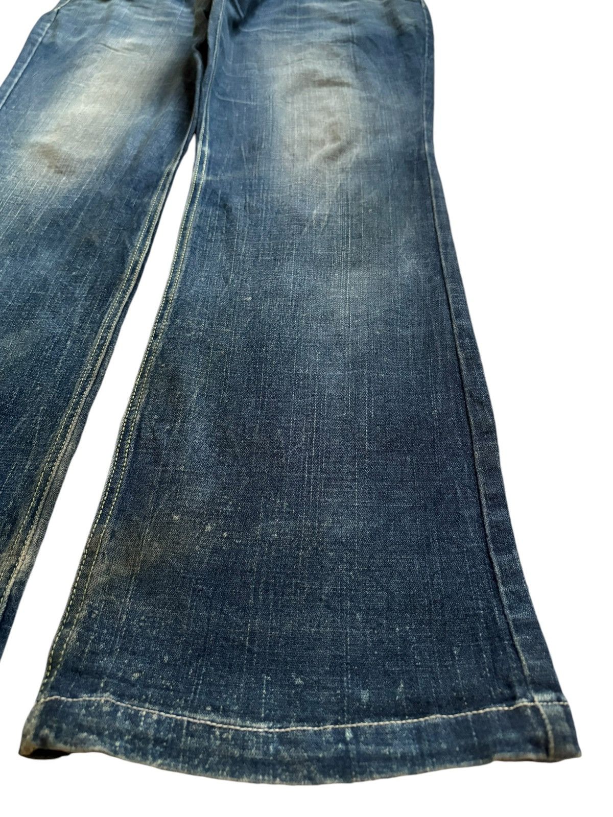 Japanese Brand Vintage Japanese Brand Buckle Back Mud Wash Bootcut Jeans Size 35" - 7 Thumbnail