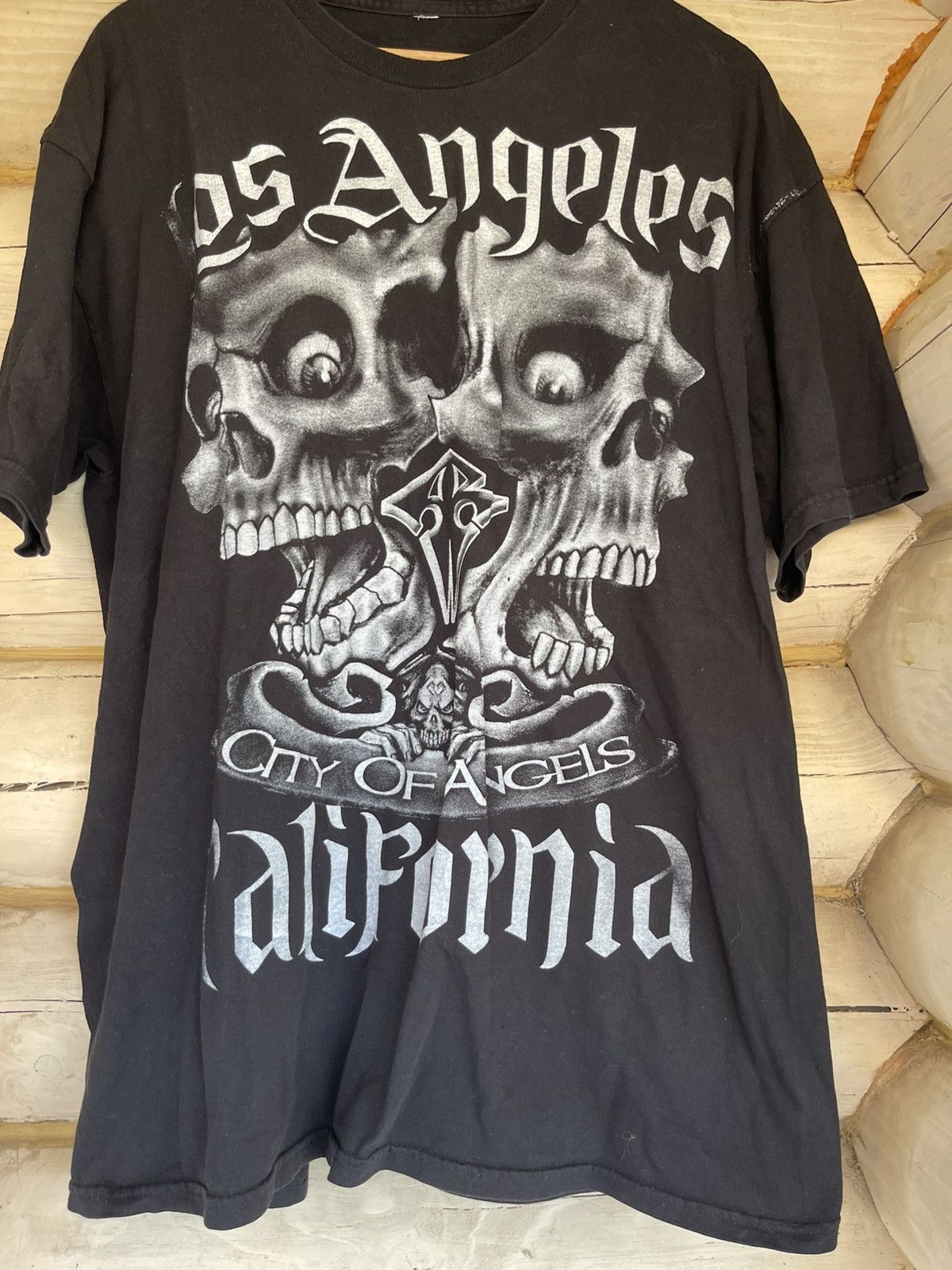 Vintage Los Angeles Big Scull Logo California black rap tee Size US L / EU 52-54 / 3 - 3 Thumbnail
