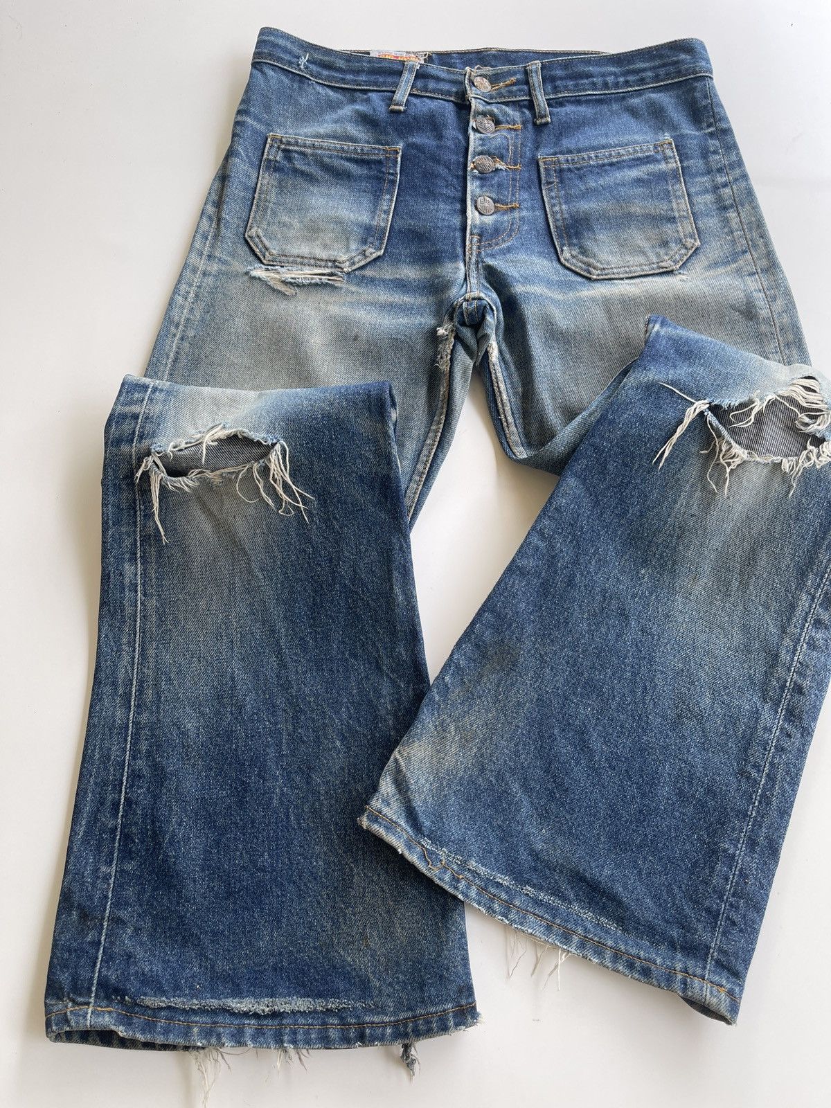 Big John Vintage Distressed Flare Denim Size US 30 / EU 46 - 6 Thumbnail