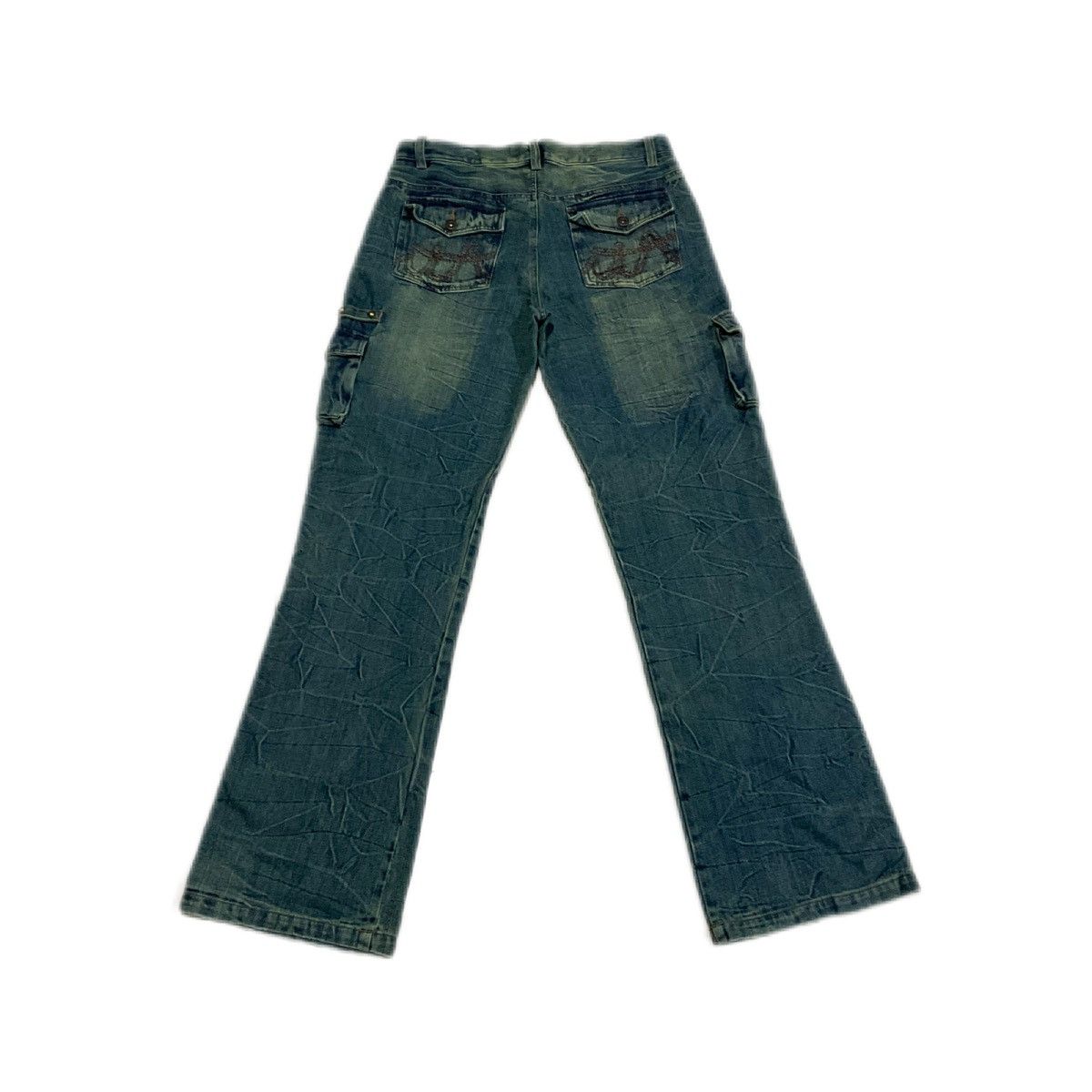 If Six Was Nine × In The Attic × Le Grande Bleu (L.G.B.) 🔥Sick Y2K In The Attic Homme Flared Denim Cargo Rivet Size US 30 / EU 46 - 5 Thumbnail