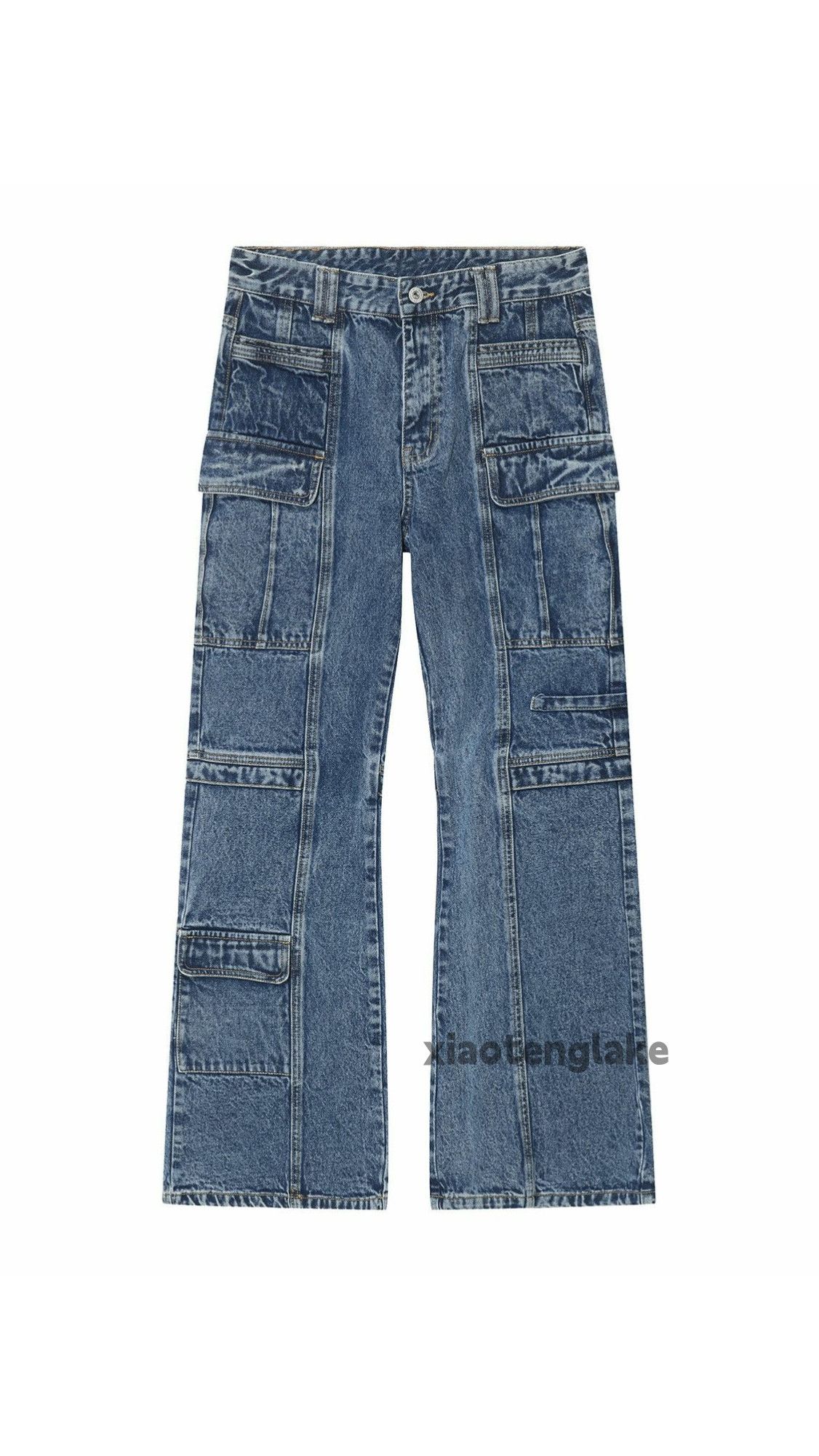 Jean × Vintage washed faded punk grunge bootcut flared cargo jeans Size US 30 / EU 46 - 2 Thumbnail