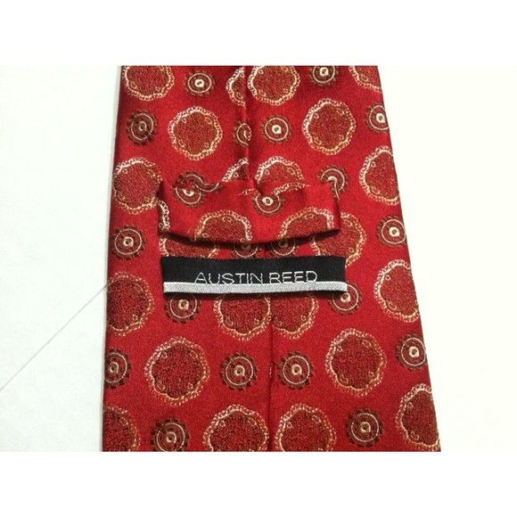 Austin Reed AUSTIN REED MENS NEW RED 100% SILK TIE WIDTH: 4" Size ONE SIZE - 3 Thumbnail