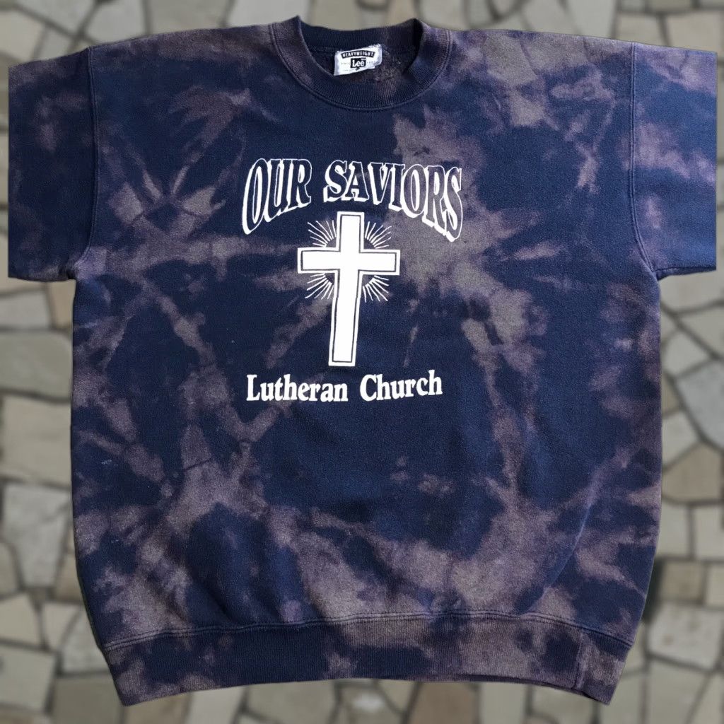 Lee VINTAGE Lee Sweatshirt Crewneck XL Blue Tie Dye Graphic West Haven Church 80s 90s Men Mens Size US XL / EU 56 / 4 - 1 Thumbnail