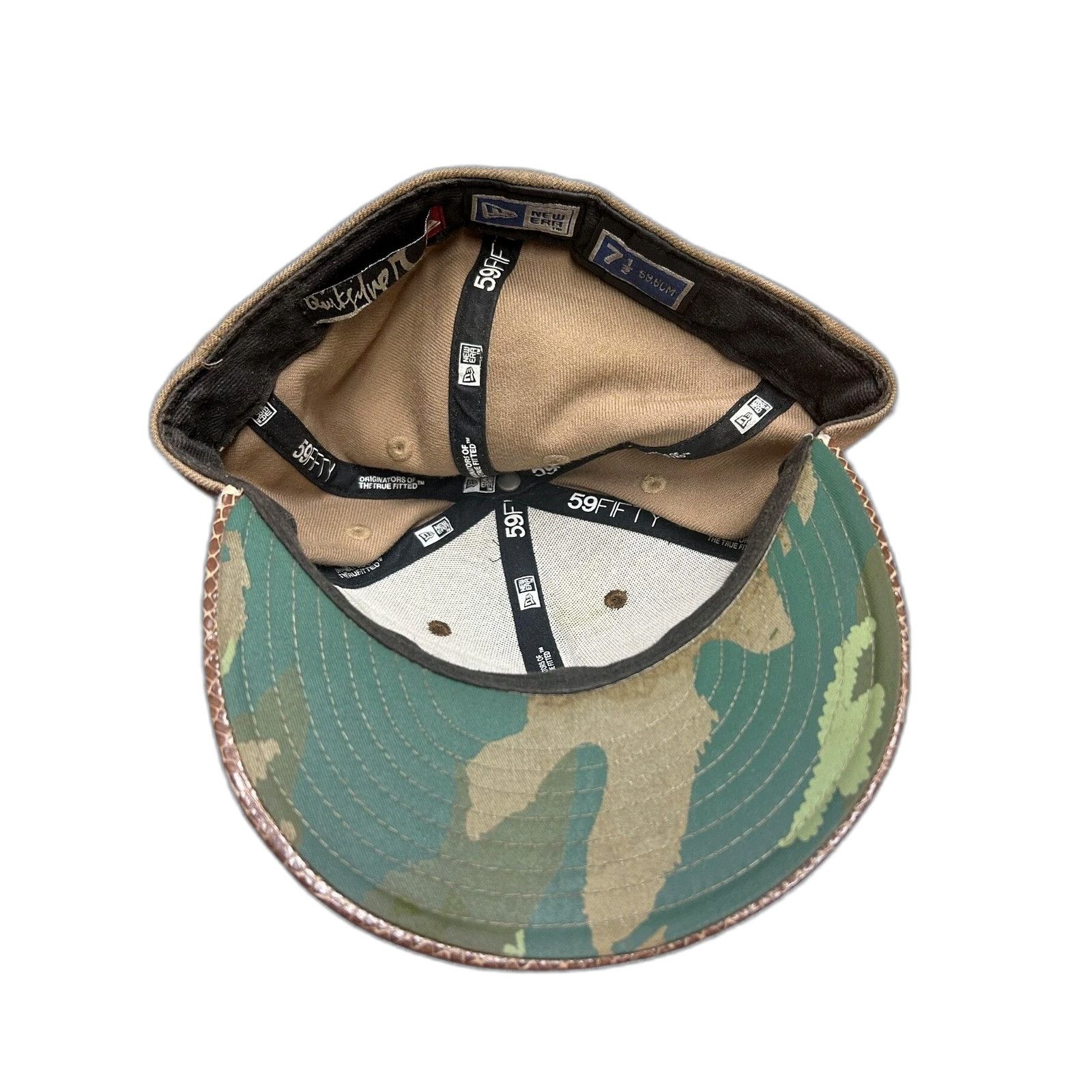 New Era Rare Y2K Quicksilver New Era Brown Faux Leather Hat Camo Size ONE SIZE - 4 Thumbnail