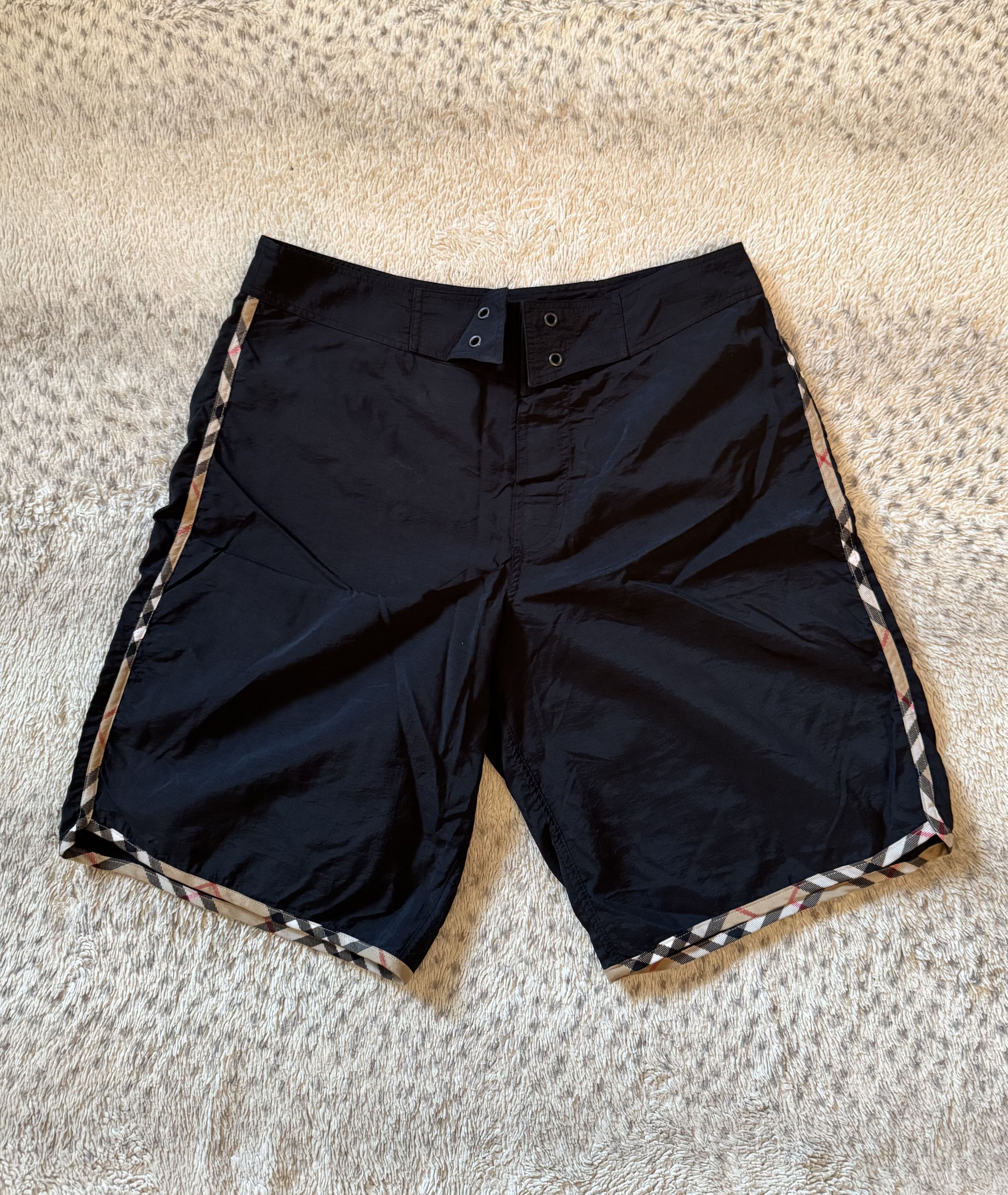 Burberry Vintage 2000s Nova Check Swim Nylon Shorts Size S