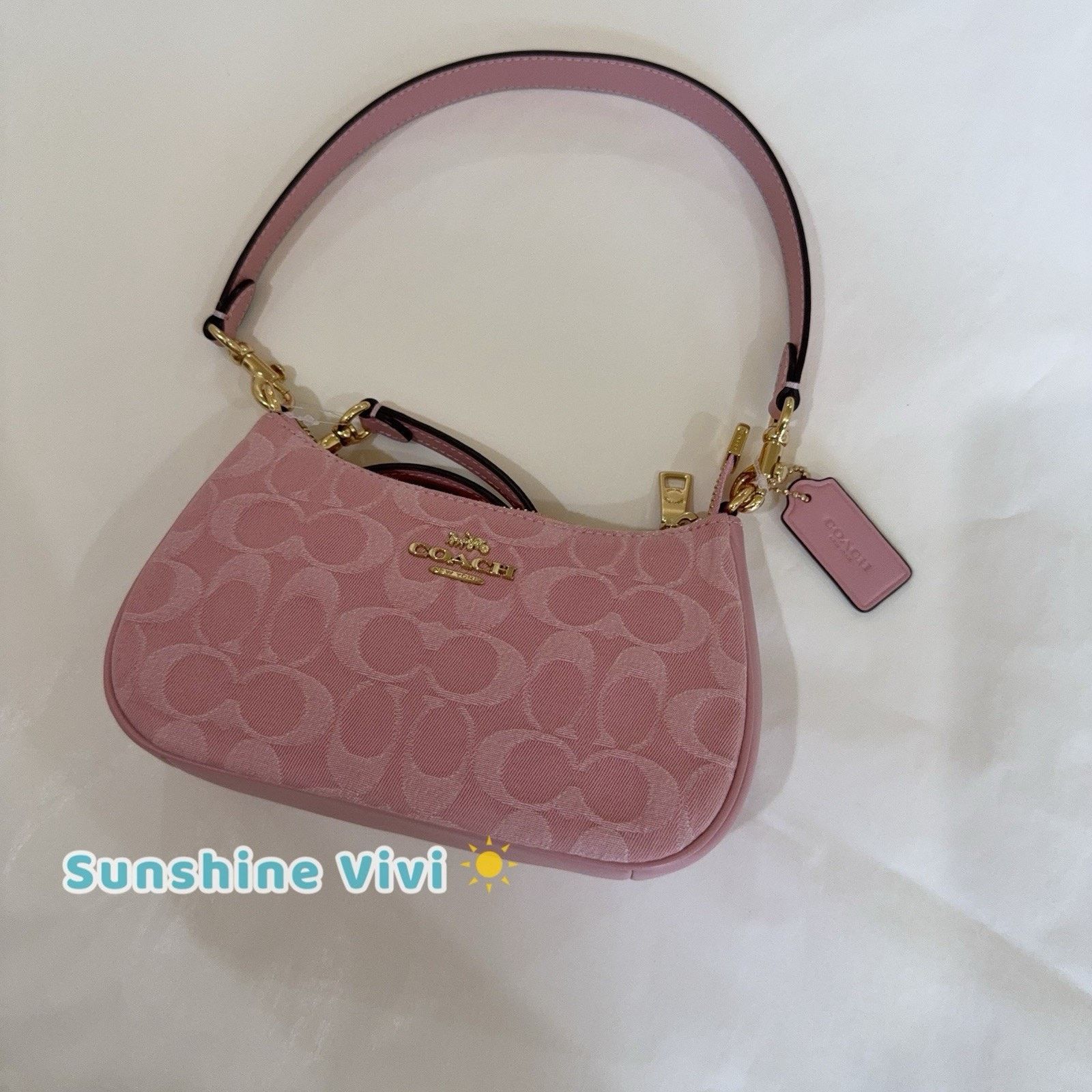 Coach NWT Coach Teri Mini Crossbody Bag Denim CFF97 Light Pink Size ONE SIZE - 4 Thumbnail