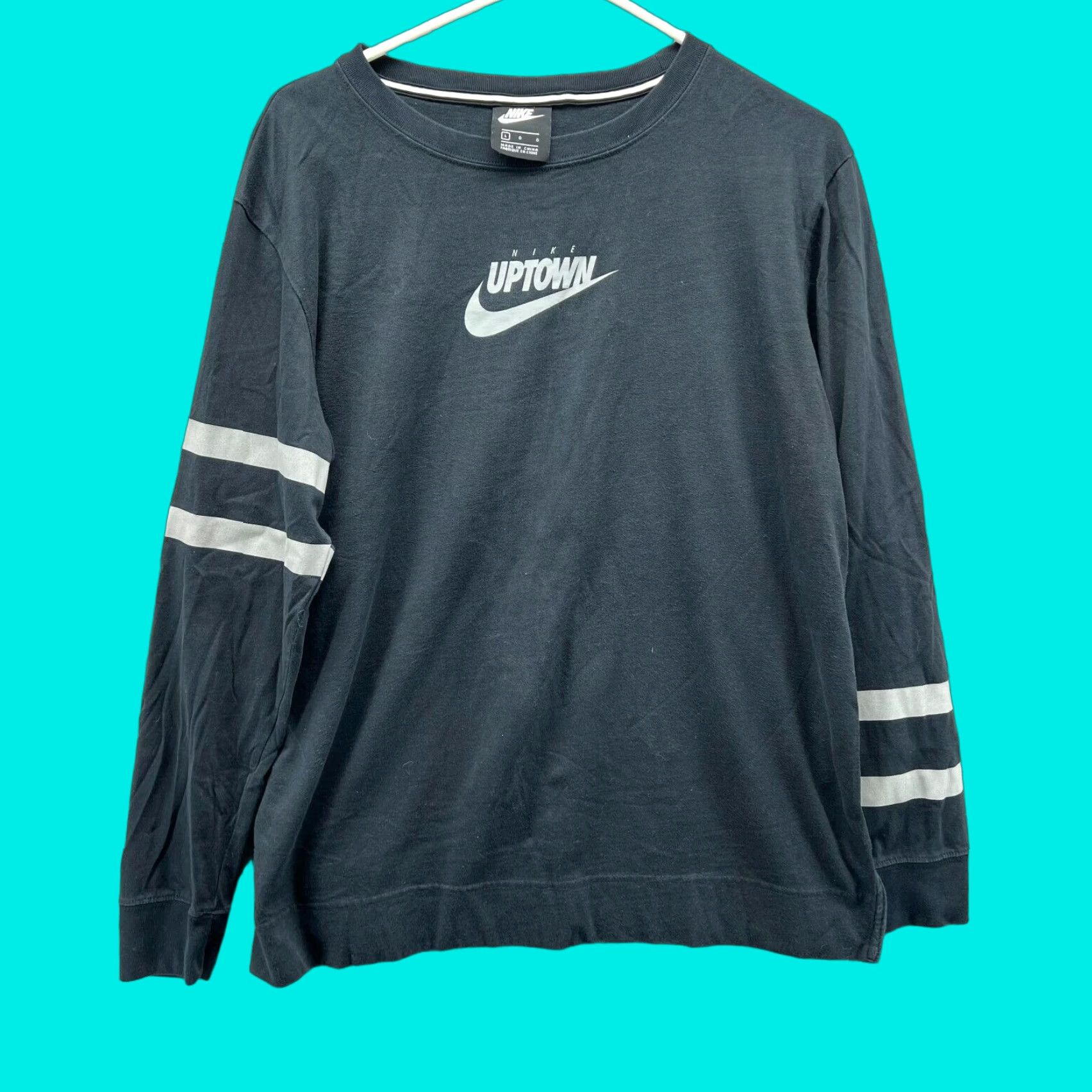 Nike Nike Shirt Women Large Black Uptown Center Swoosh Red Rose Long Sleeve Cotton Size L / US 10 / IT 46 - 1 Thumbnail