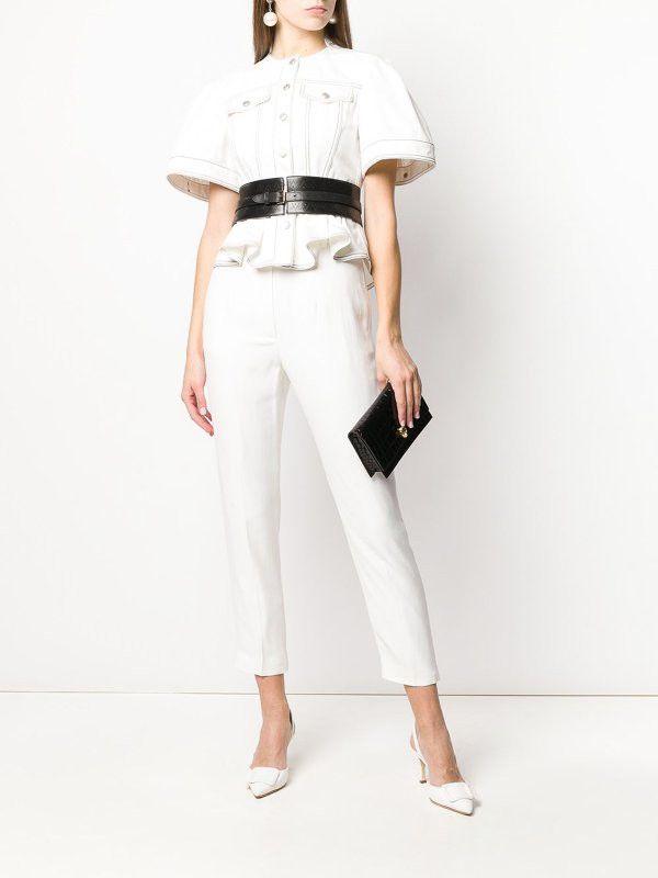 Alexander McQueen o1srvl11e0326 High Waisted Trousers in Ivory Size 28" / US 6 / IT 42 - 2 Thumbnail